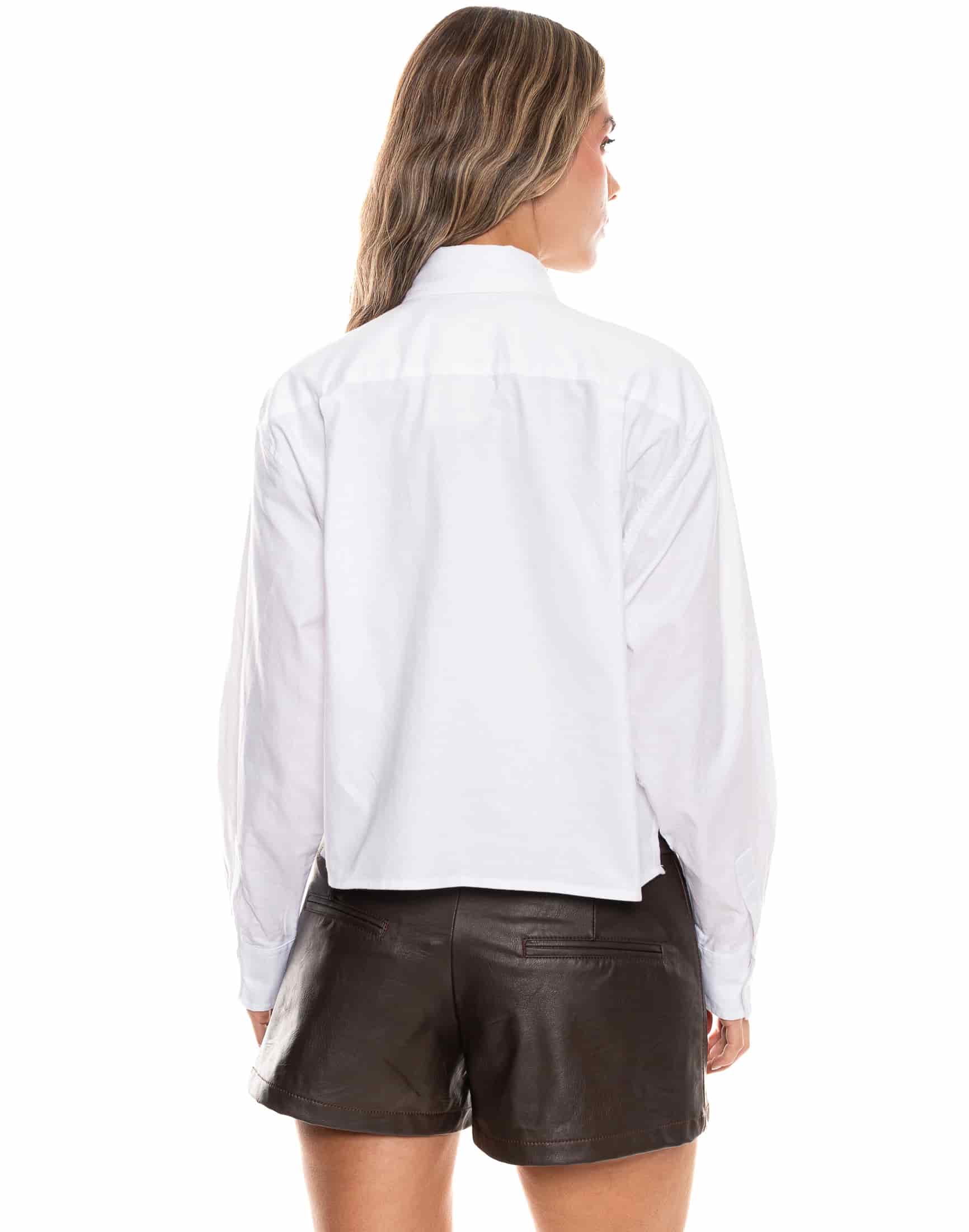 Camisa Manga Larga Cuello Camisero Algodón Blanco - miniatura 6