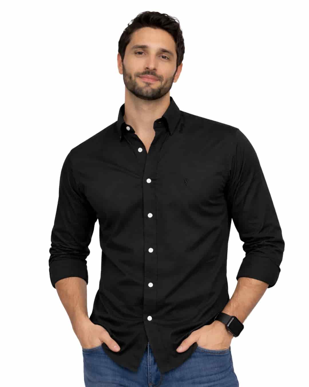 Camisa Berlin Manga Larga Negra - miniatura 1