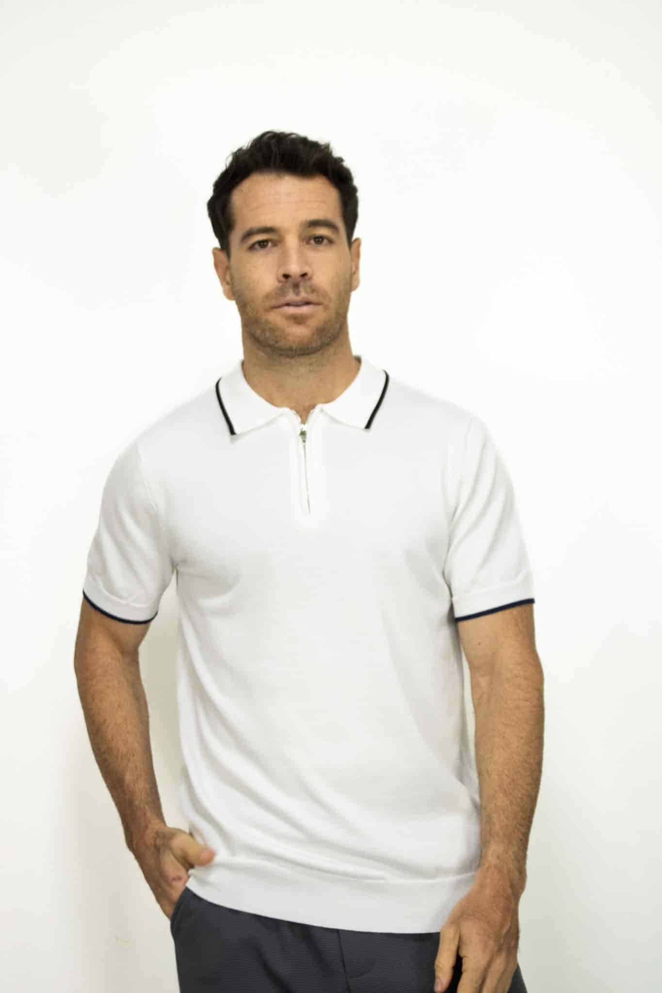 POLO TEJIDA CON CIERRE BLANCA PARA HOMBRE - miniatura 1