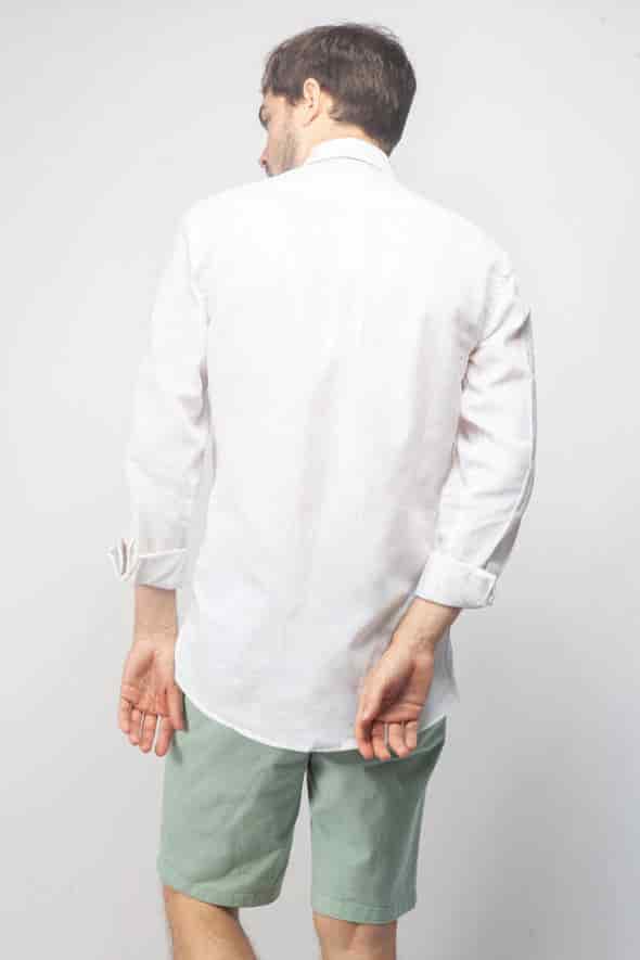 Camisa Lino Blanca a blanca sin boton - miniatura 3
