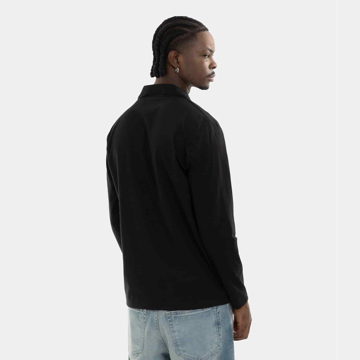 Zip Polo Sweatshirt Black - miniatura 6