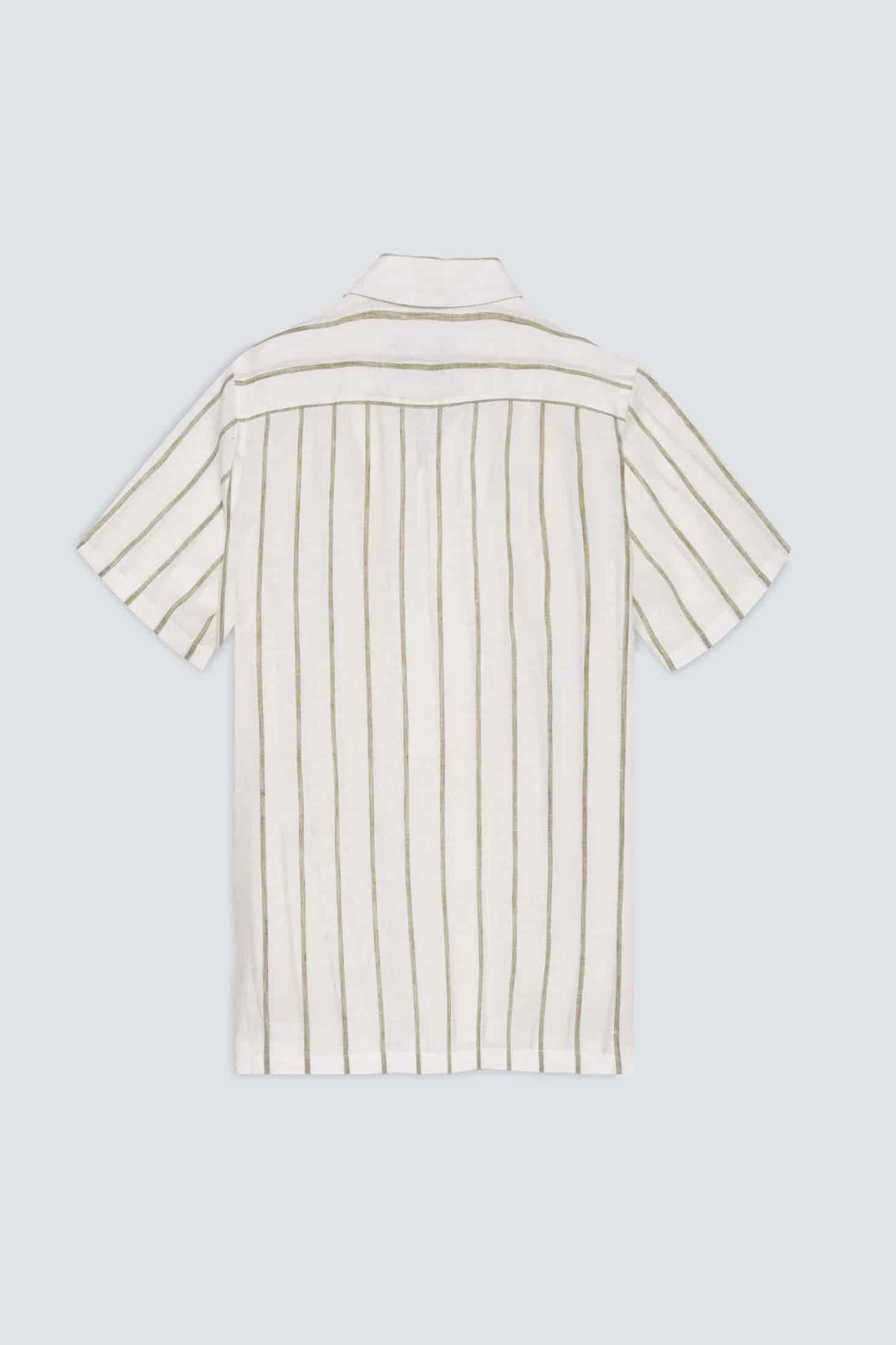Men's linen shirt striped white - miniatura 2