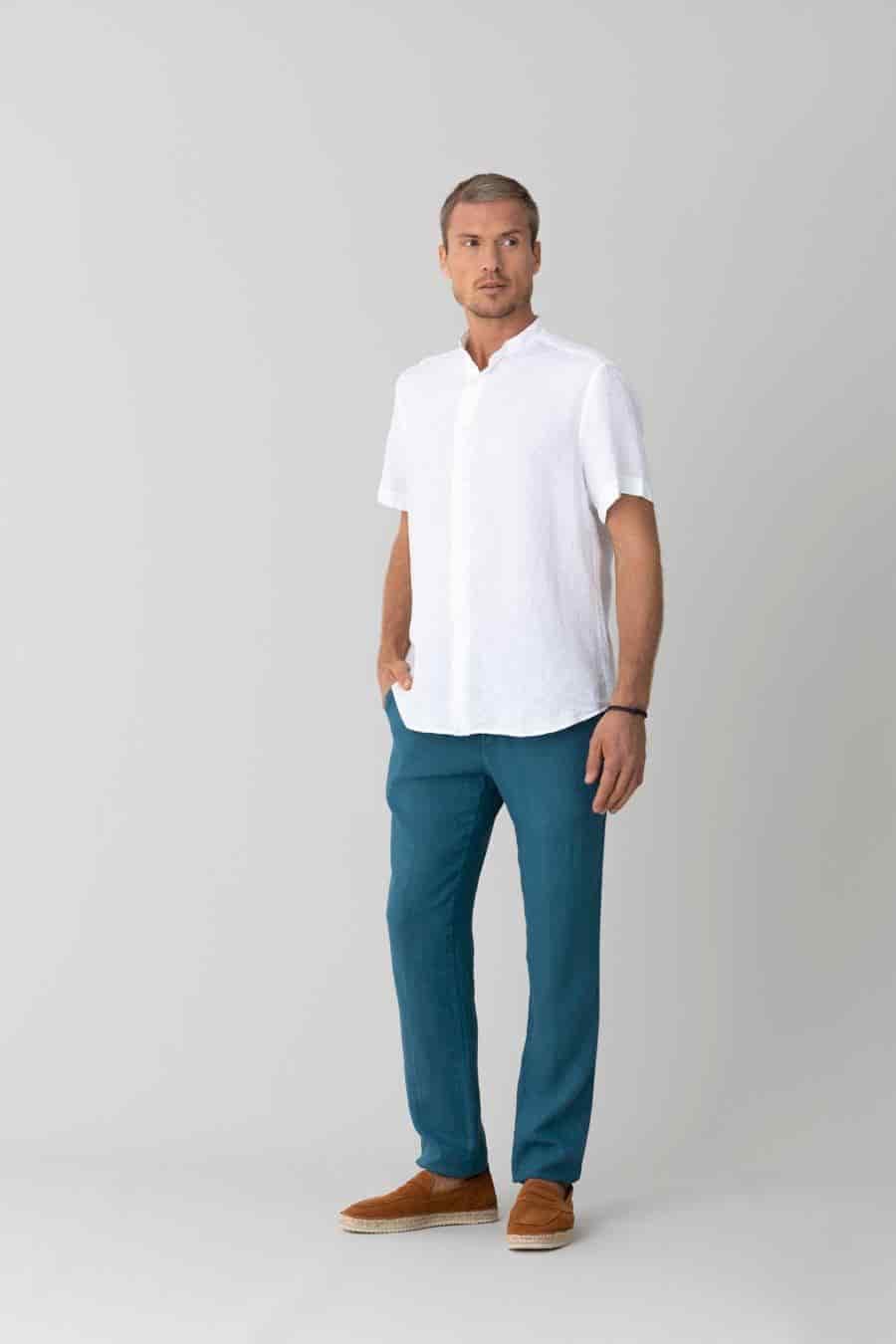 men’s linen shirt mao white mc basic - miniatura 6