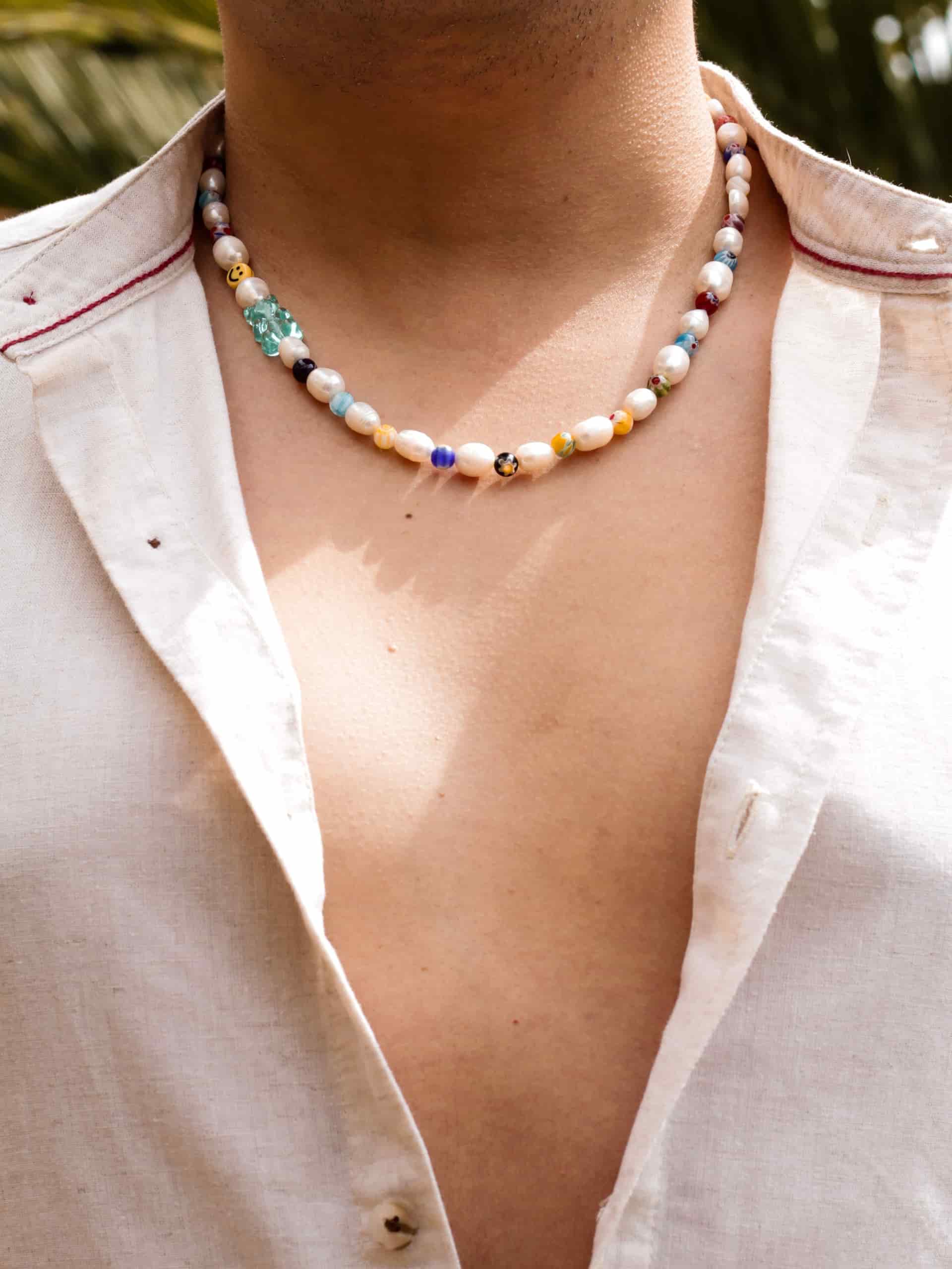 Collar Perla de Rio Millefiori 7mm - miniatura 3