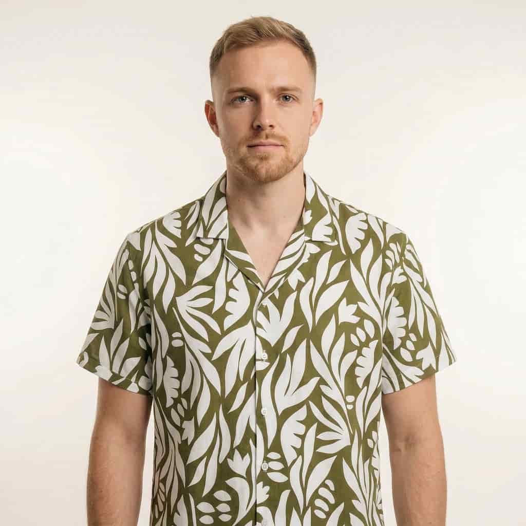 Camisa Bowling Estampada Verde C303 - miniatura 1