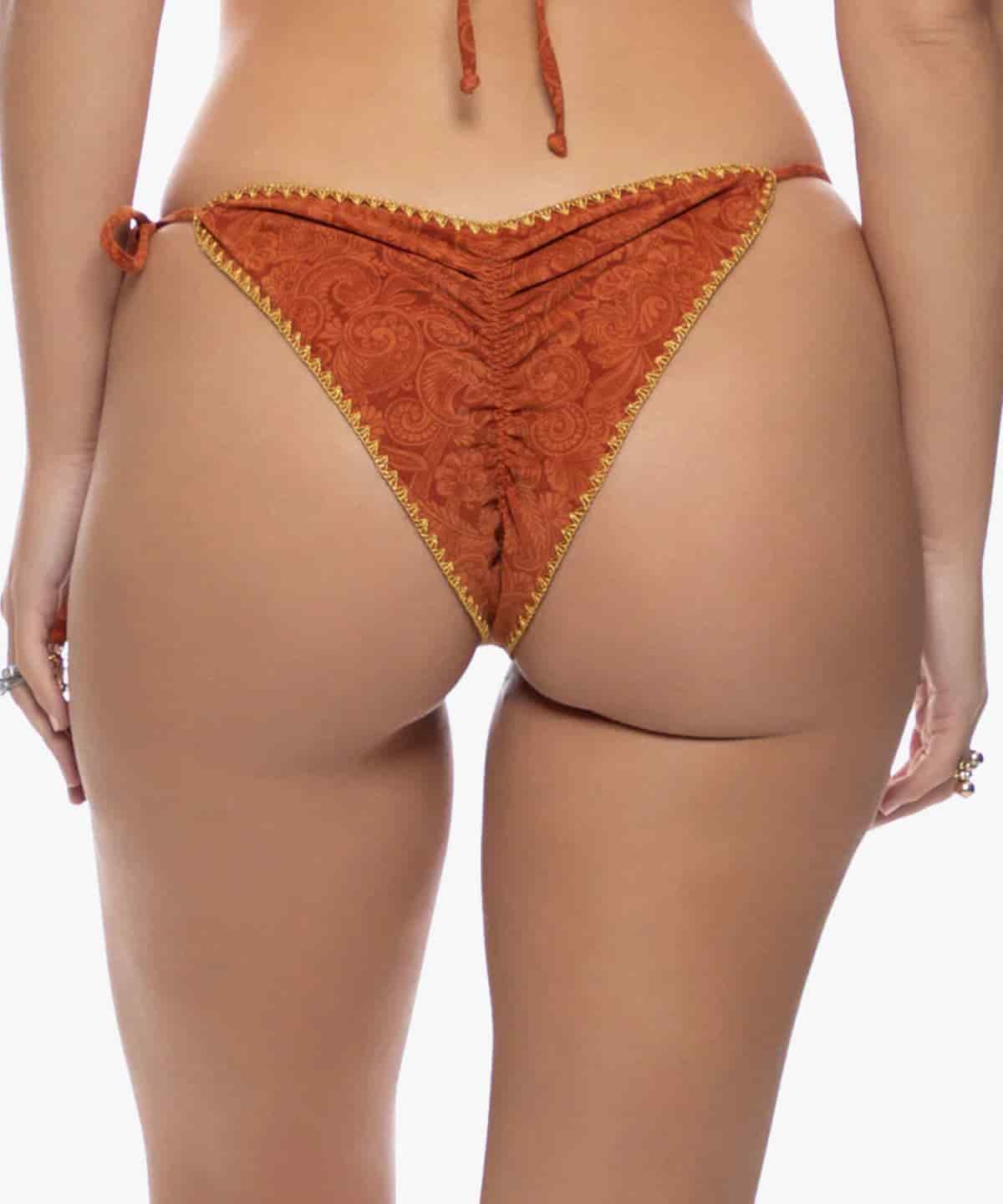 Bungalow Babe Luxe Titch Seamless Wavy Ruched Back Brazilian Tie Side Bottom - miniatura 2
