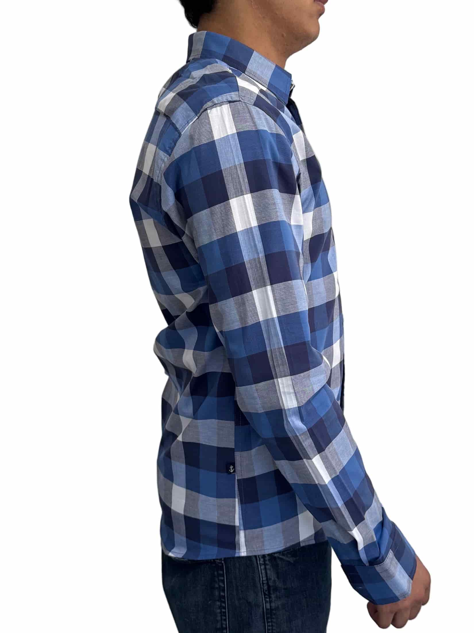 Camisa Azul Rey  Cuadros Navy Y Blanco A Roja - miniatura 3