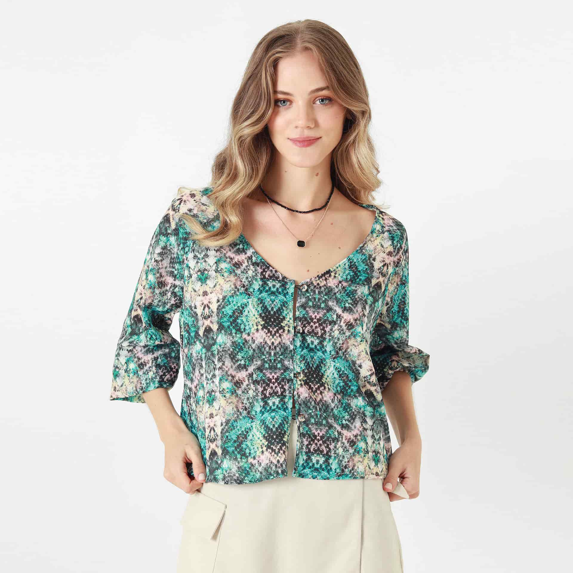 Blusa Cuello V Manga 3Cuartos - miniatura 5