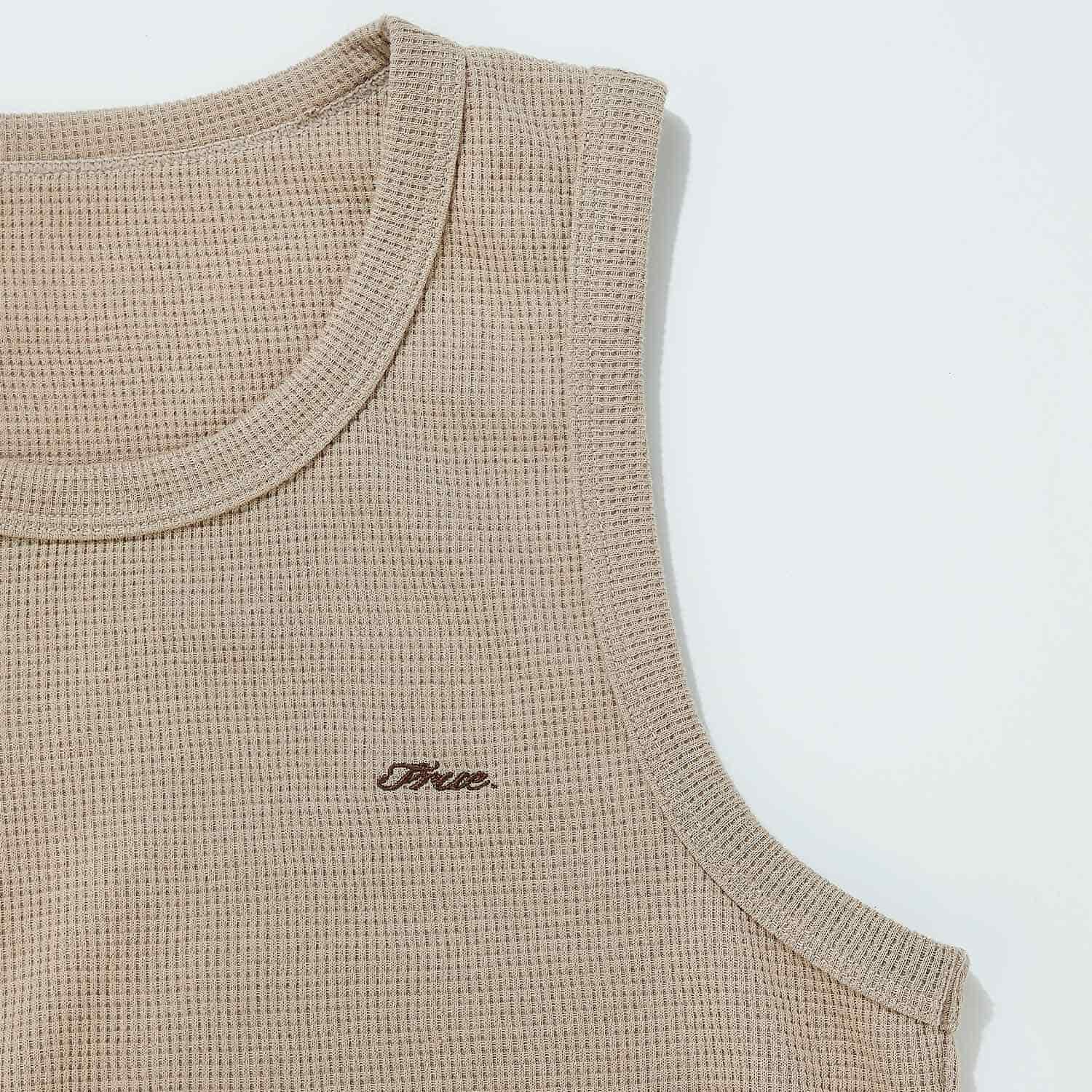 Textured Sleeveless T-Shirt - Sand - miniatura 4