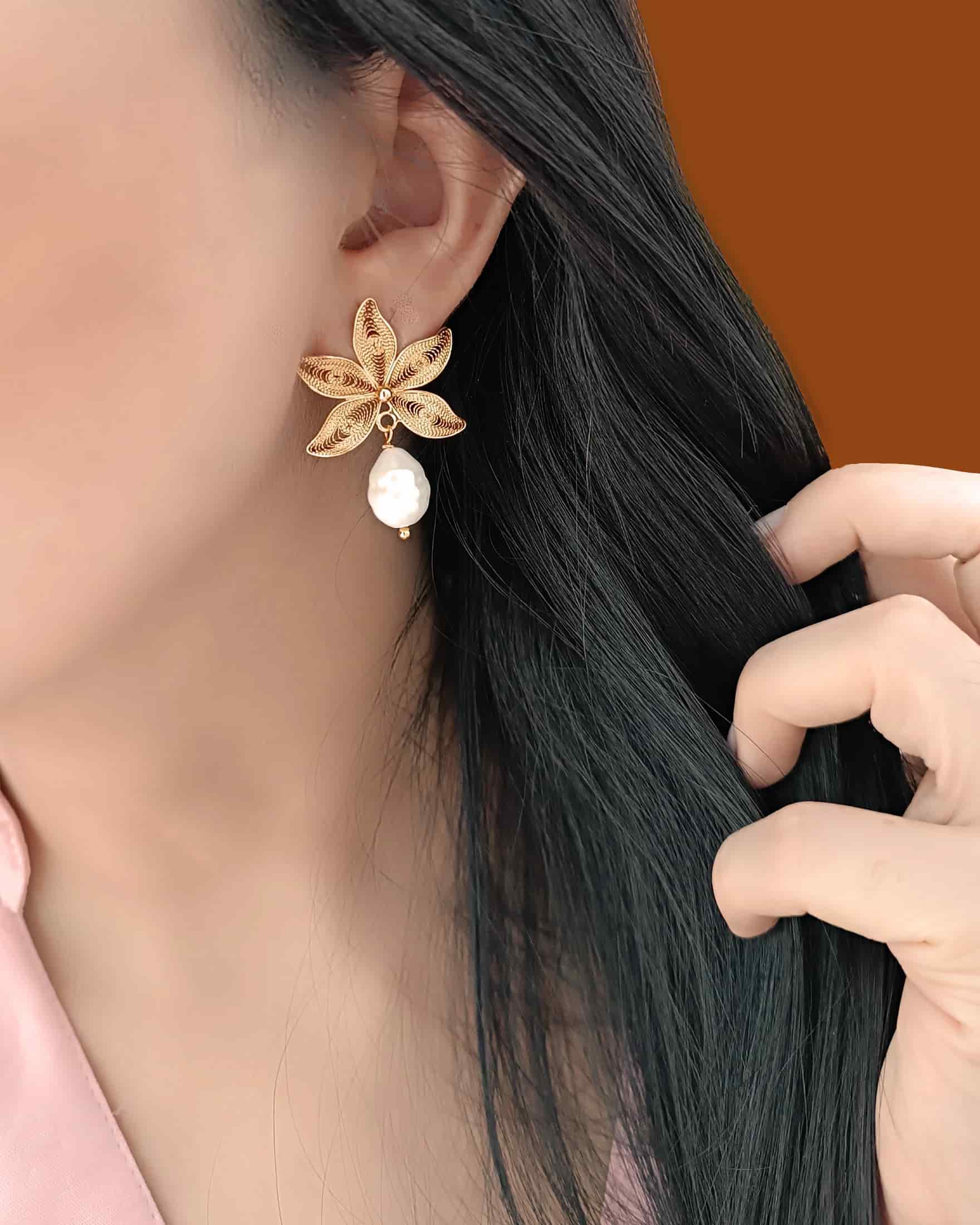Aretes filigrana  con perla Gadea - miniatura 2