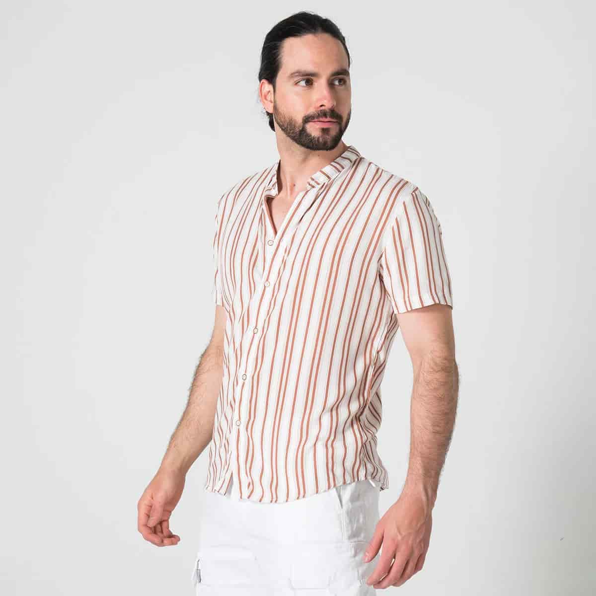 Camisa Rallas Manga Corta Slim Garnica - miniatura 5