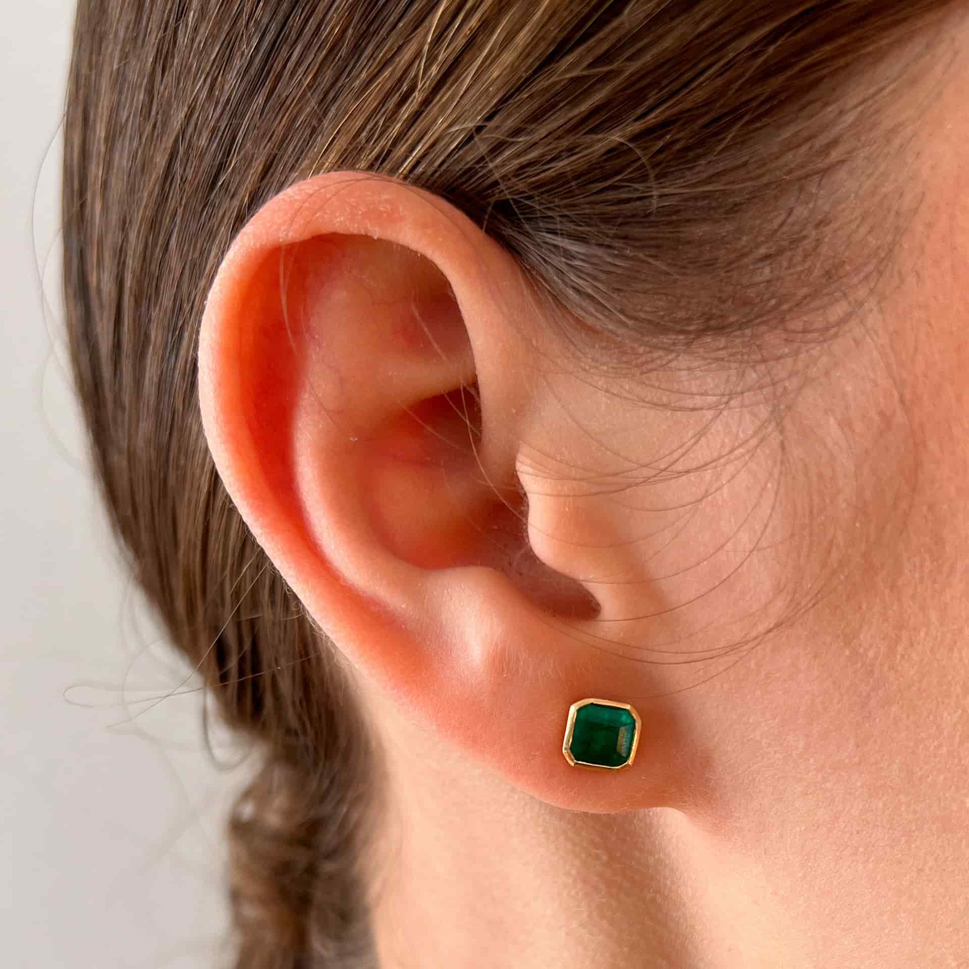Aretes Topo - Esmeralda Cuadrada - miniatura 4