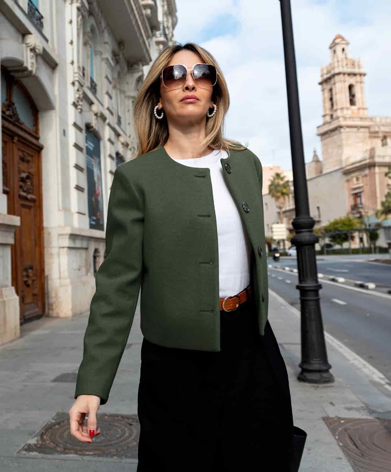 Chaqueta Cropped en Paño Verde Estocolmo - miniatura 11