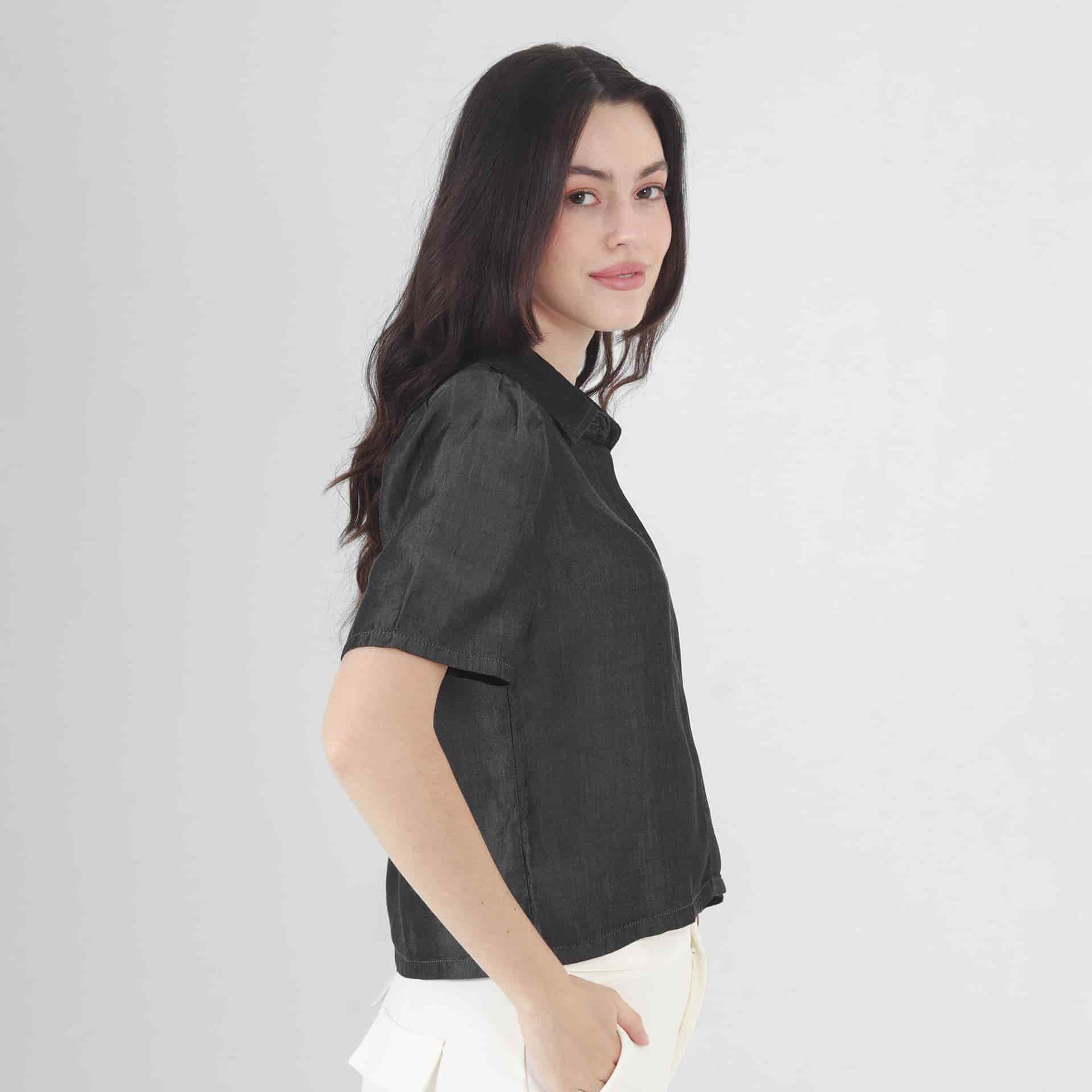 Blusa Cuello Camisero Manga Corta - miniatura 3