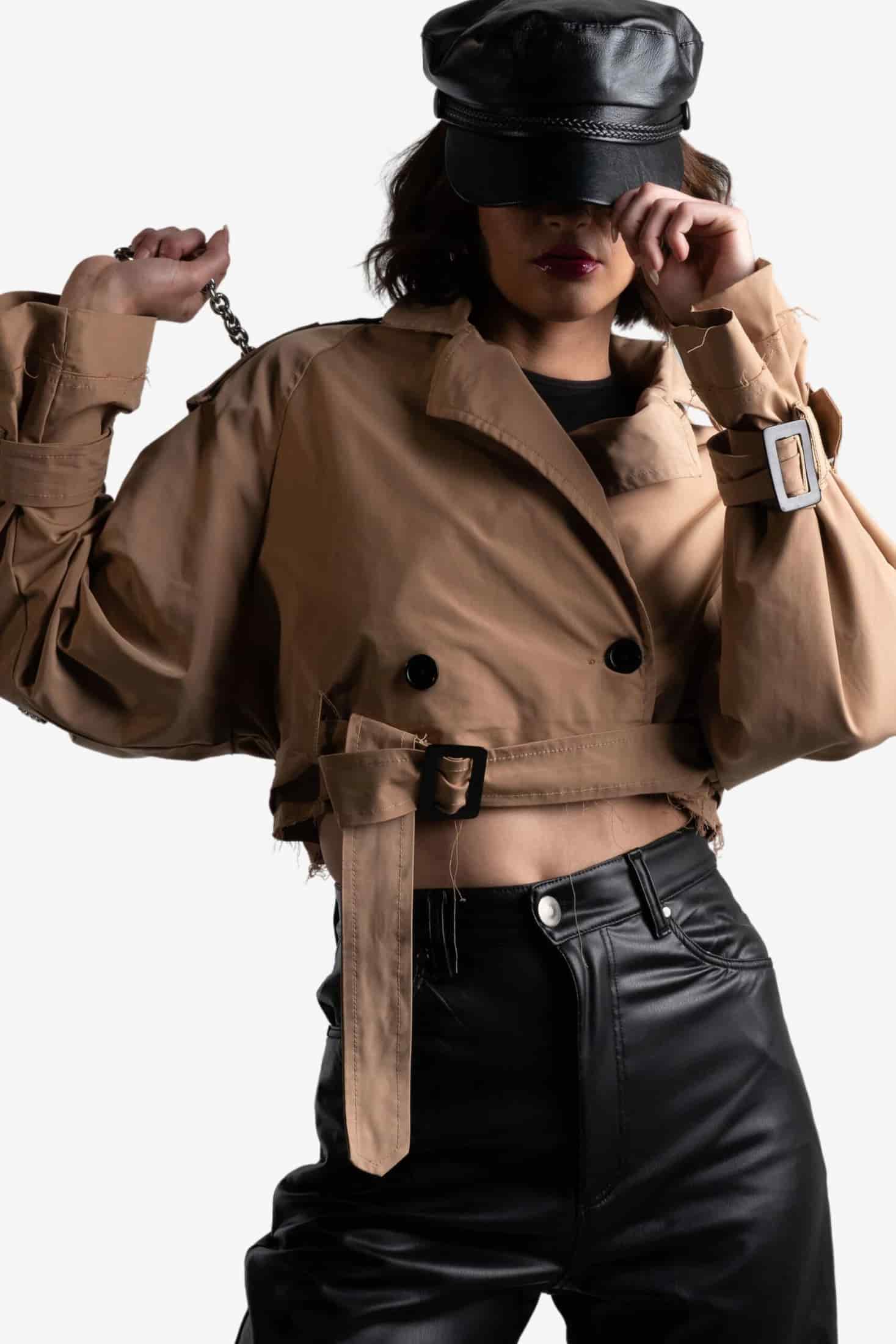 Gabardina Corta Camel - miniatura 4