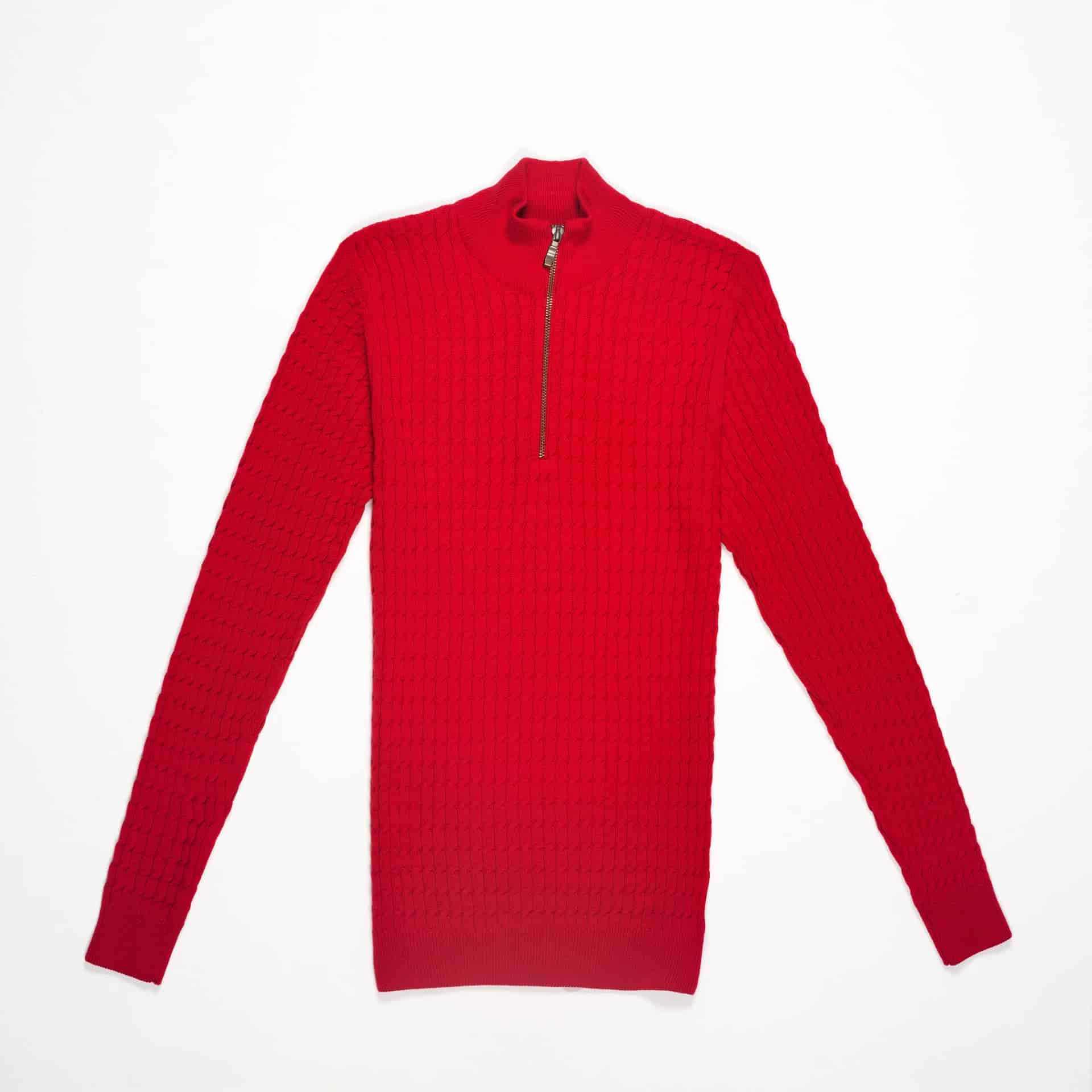 Saco Trenzado Half Zip Algodón Vino - miniatura 9