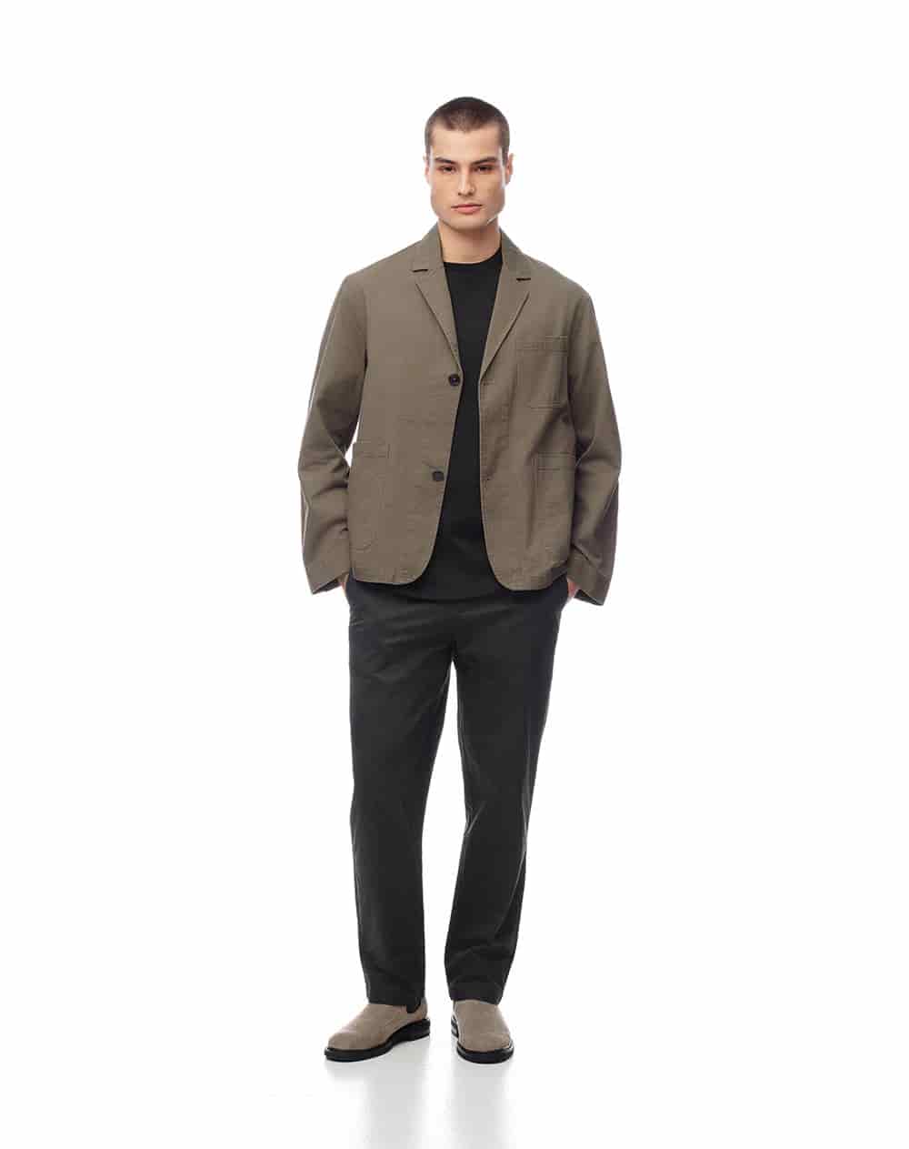 Pantalón regular tiro medio gris oscuro hombre - miniatura 1