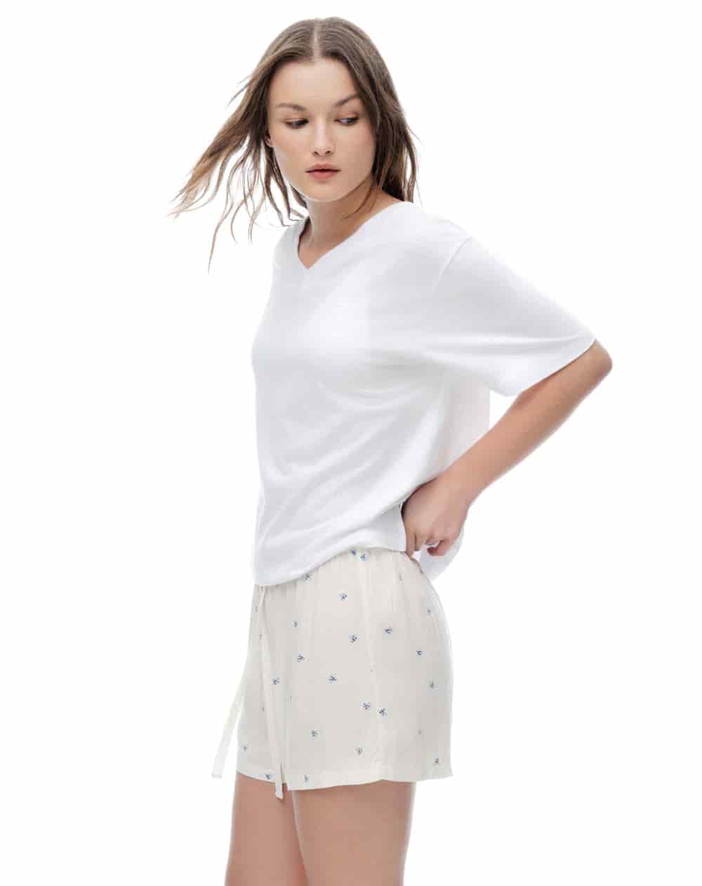 Short blanco estampado mujer - miniatura 3