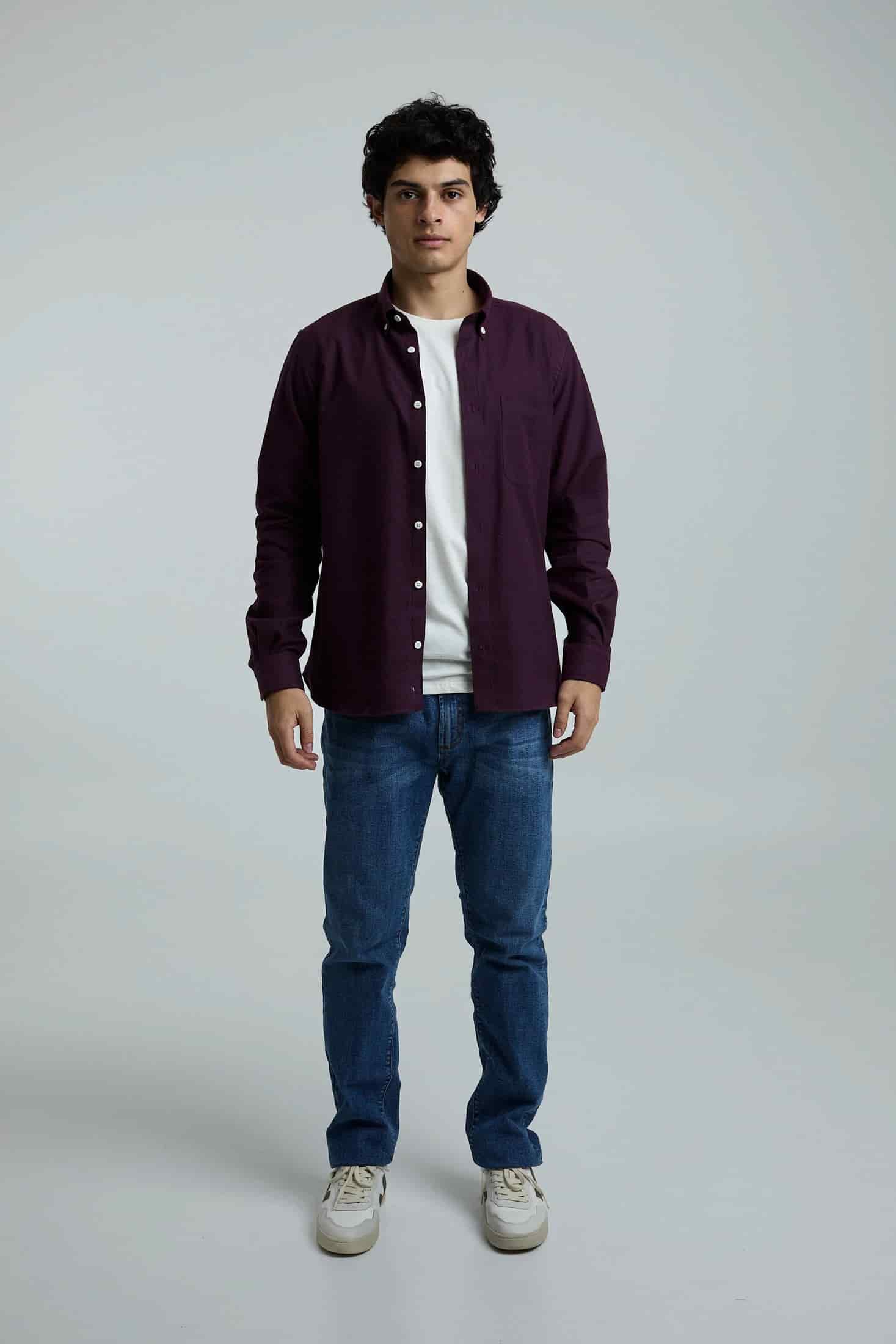 Camisa twill vinotinto - miniatura 3