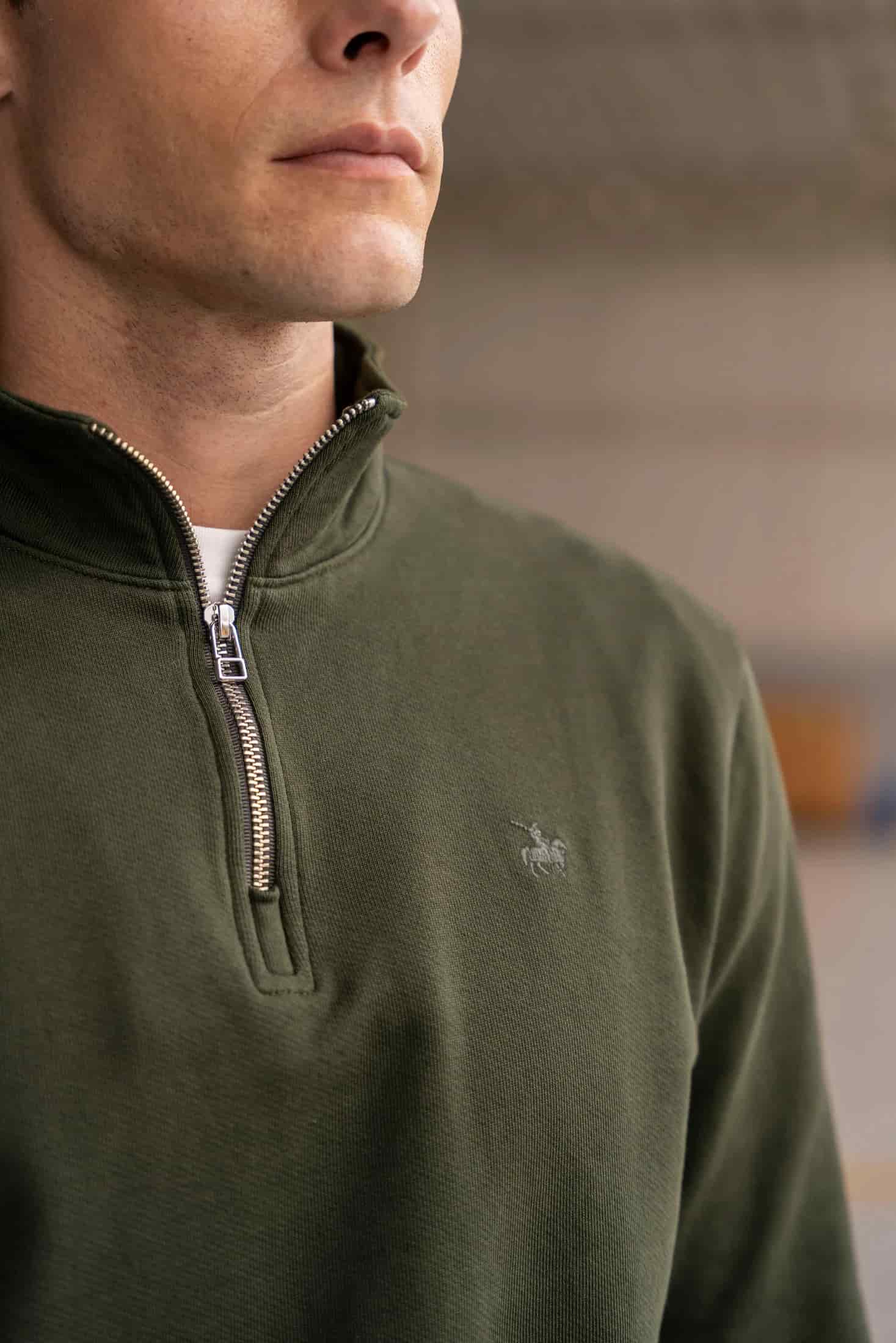 Halfzip Premium Comfy Hombre Verde Militar - miniatura 5