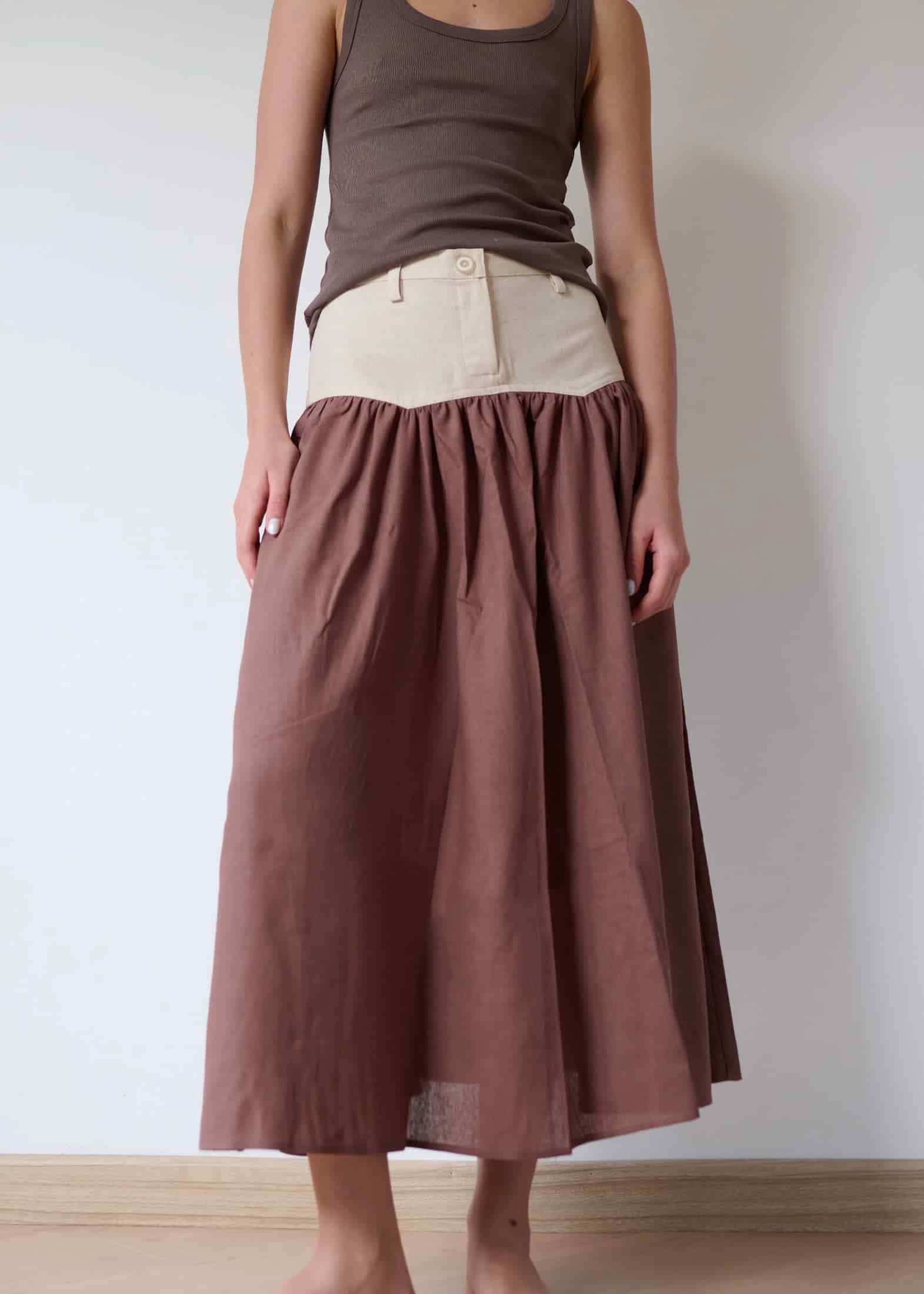 SAND STRIPE SKIRT (COFFEE) - miniatura 2