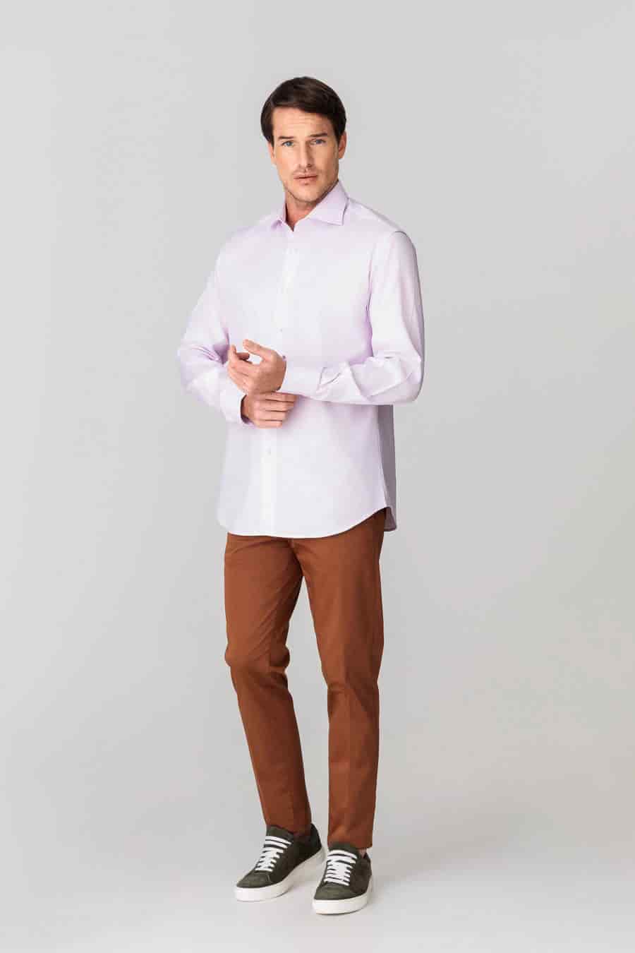men’s cotton slim fit shirt lilac - miniatura 1