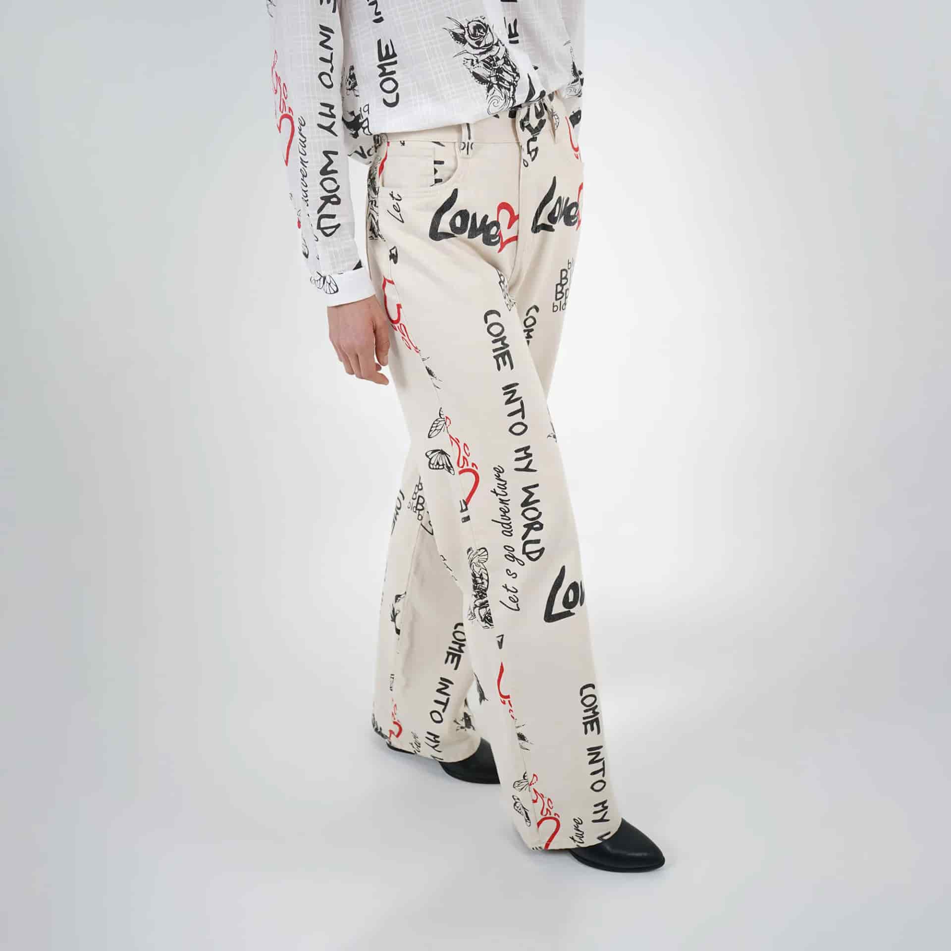 Pantalón estampado textos bota recta - miniatura 5