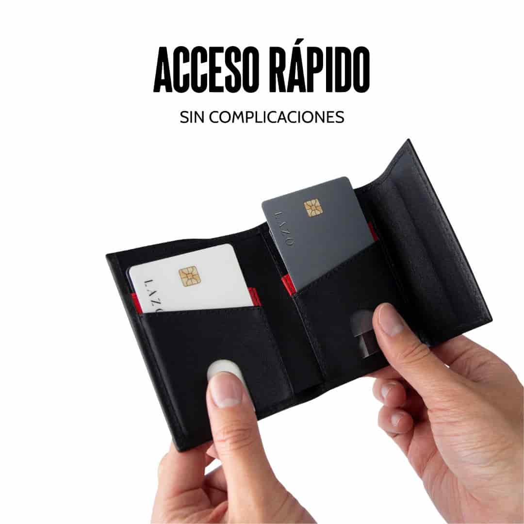 Billetera Imán de Cuero (Negra - Carbono) — Con Grabado de Iniciales - miniatura 4