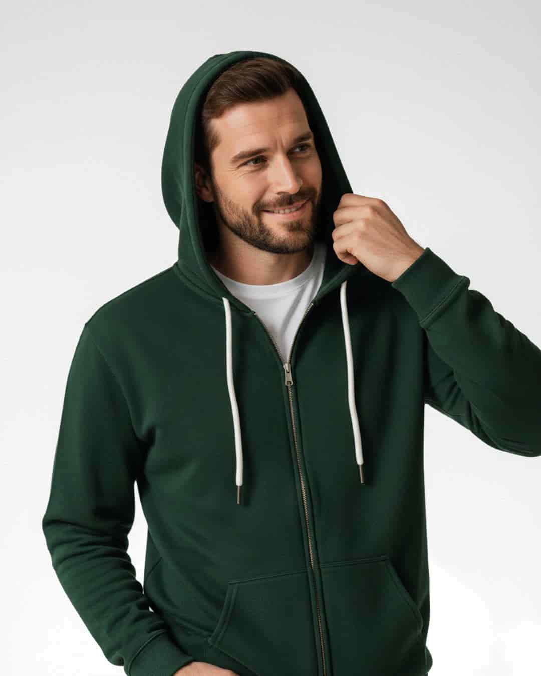 Buzo  abierto con capota Hombre Verde Pino - miniatura 3