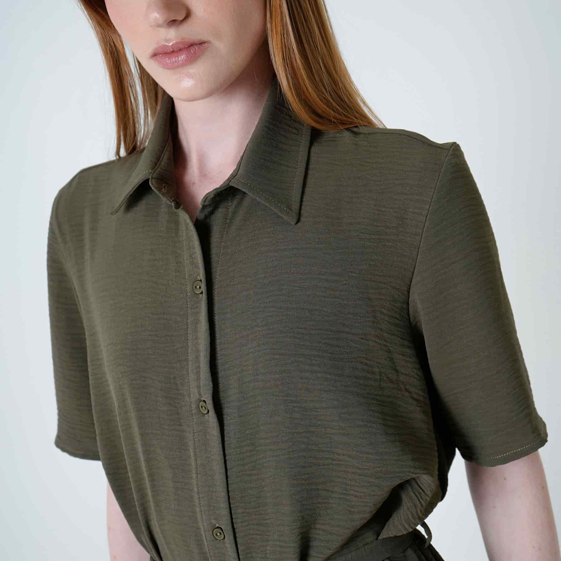 Vestido camisero midi con lazo para ajustar en cintura - miniatura 5