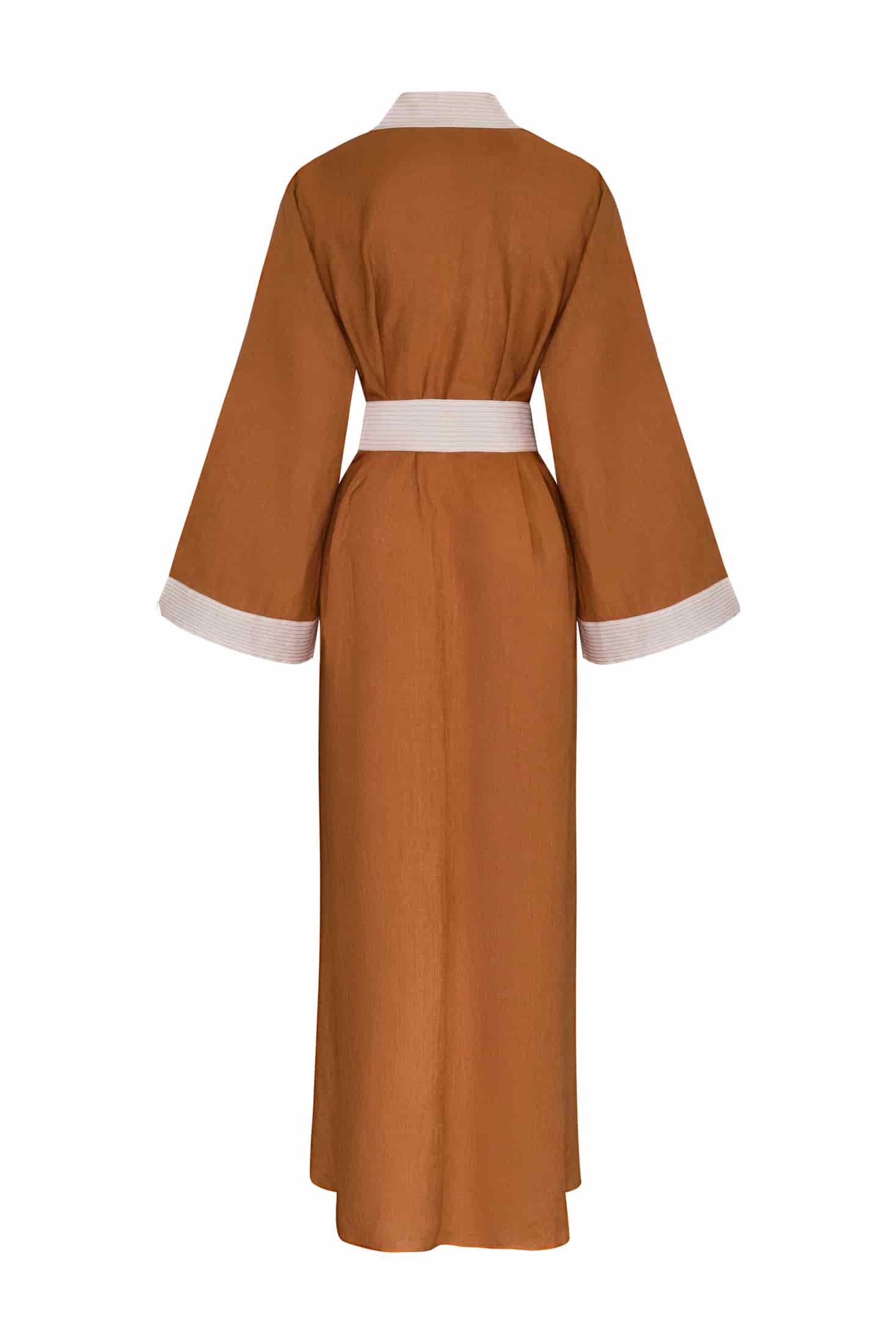 Rafaela Linen Kaftan / Brown & Ivory - miniatura 5