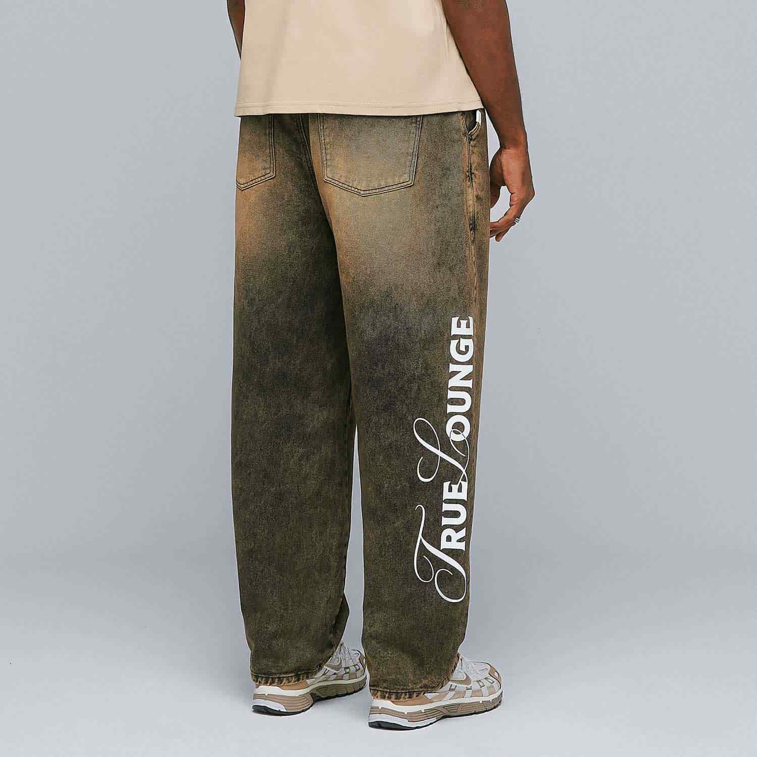Lounge Printed Denim Pants - Brown - miniatura 4