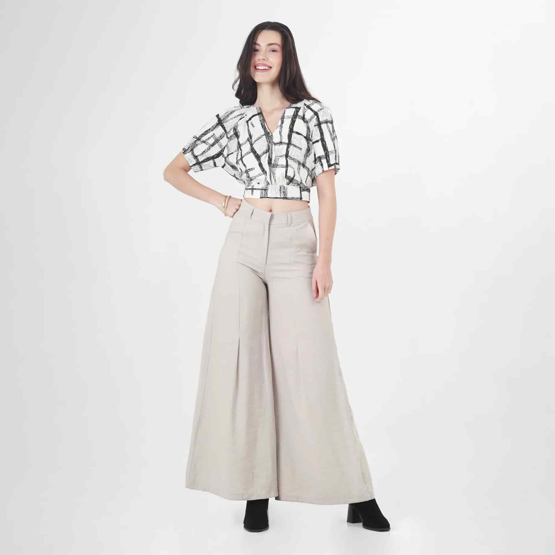 Pantalon Tiro Alto Bota Palazzo - miniatura 1