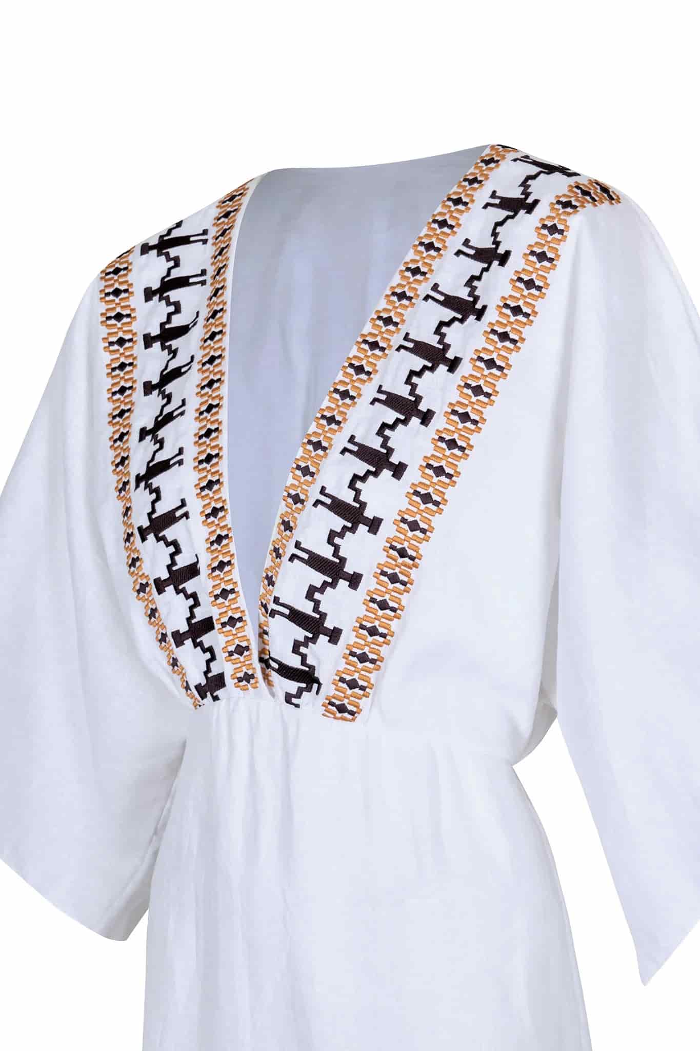 Topacio Linen Tunic  / White Embroidered - miniatura 7