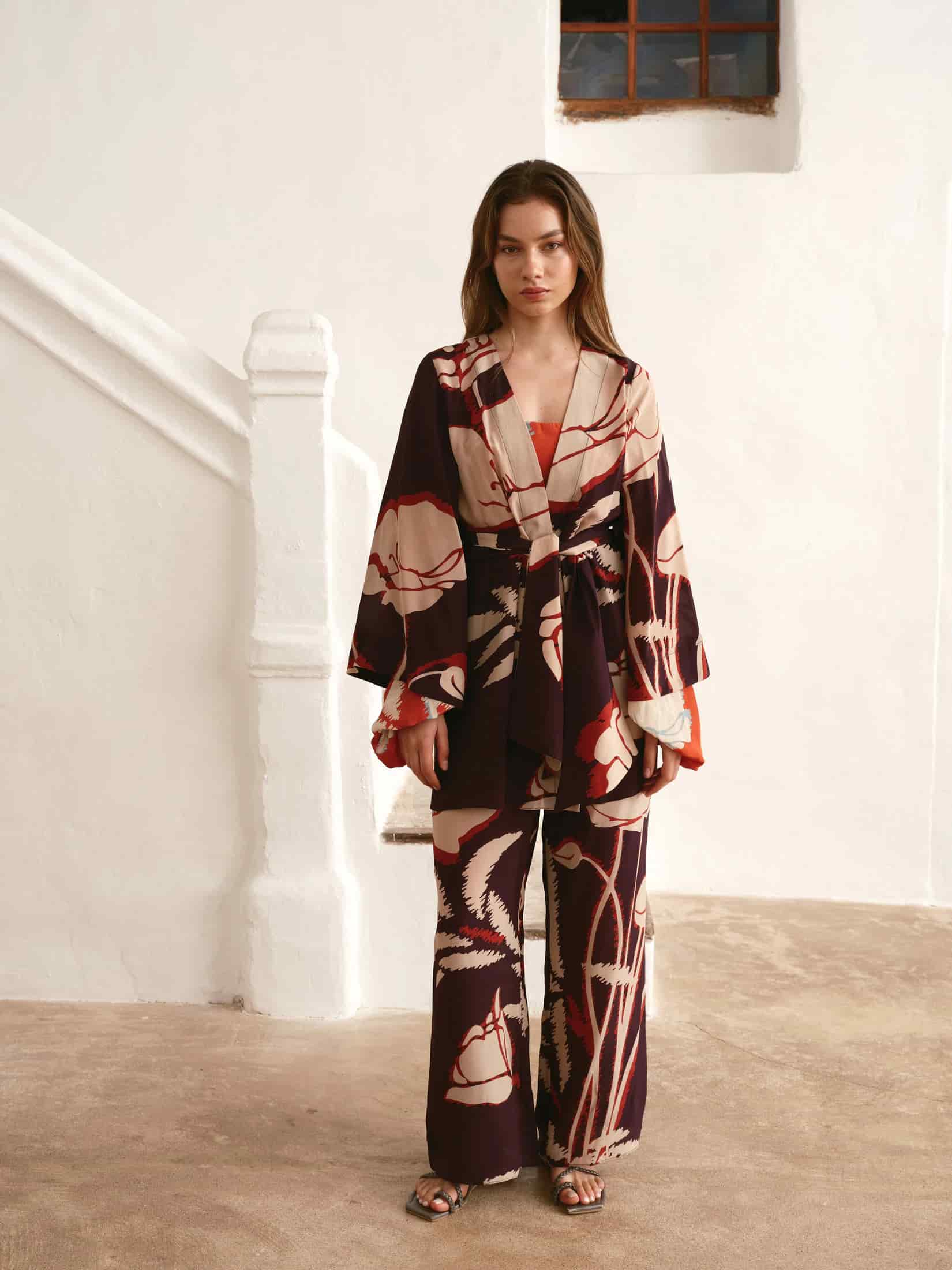 Joaquina Crepe Chine Mini Tunic / Purple Gladiolos - miniatura 1