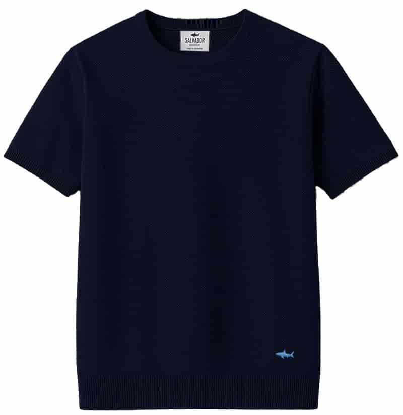 CAMISETA DE PUNTO AZUL OSCURA - miniatura 1