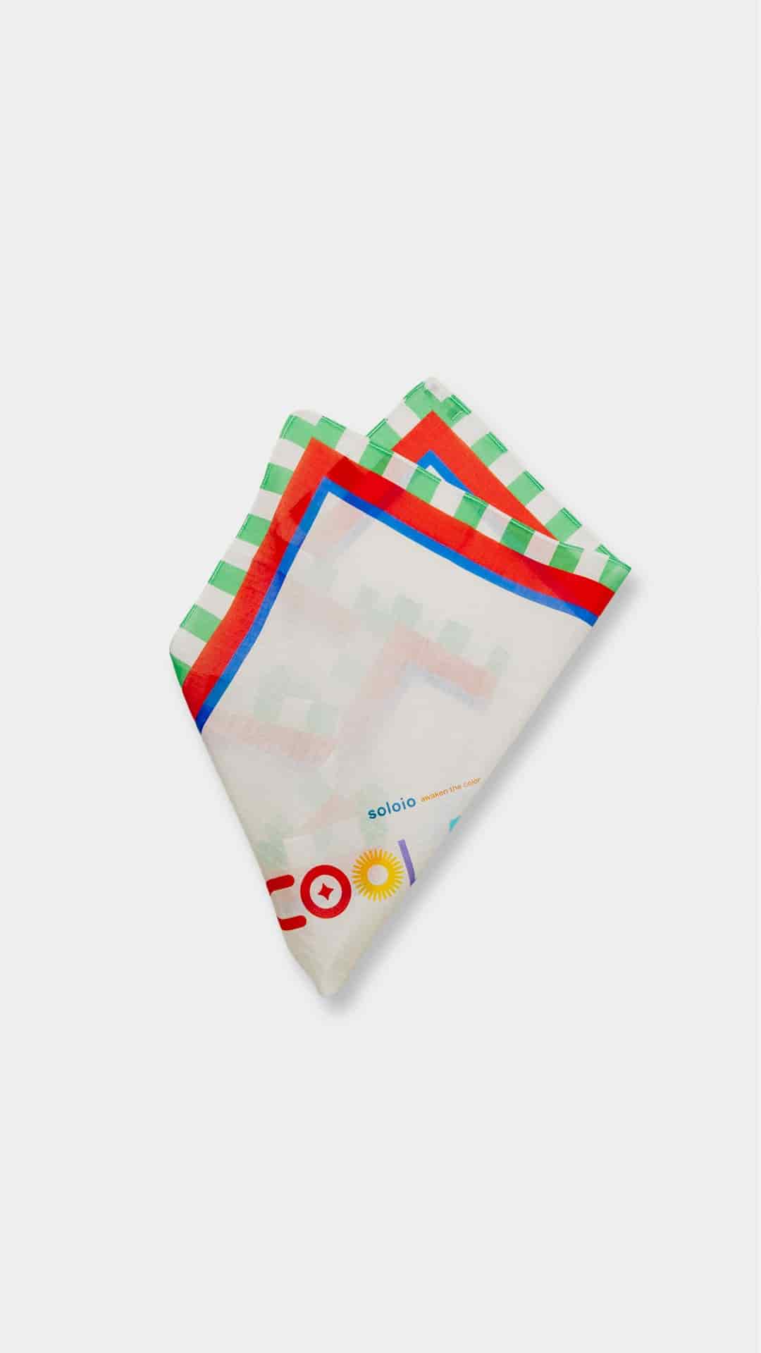 Women's cotton silk green square scarf small "Cool Mom" - miniatura 3