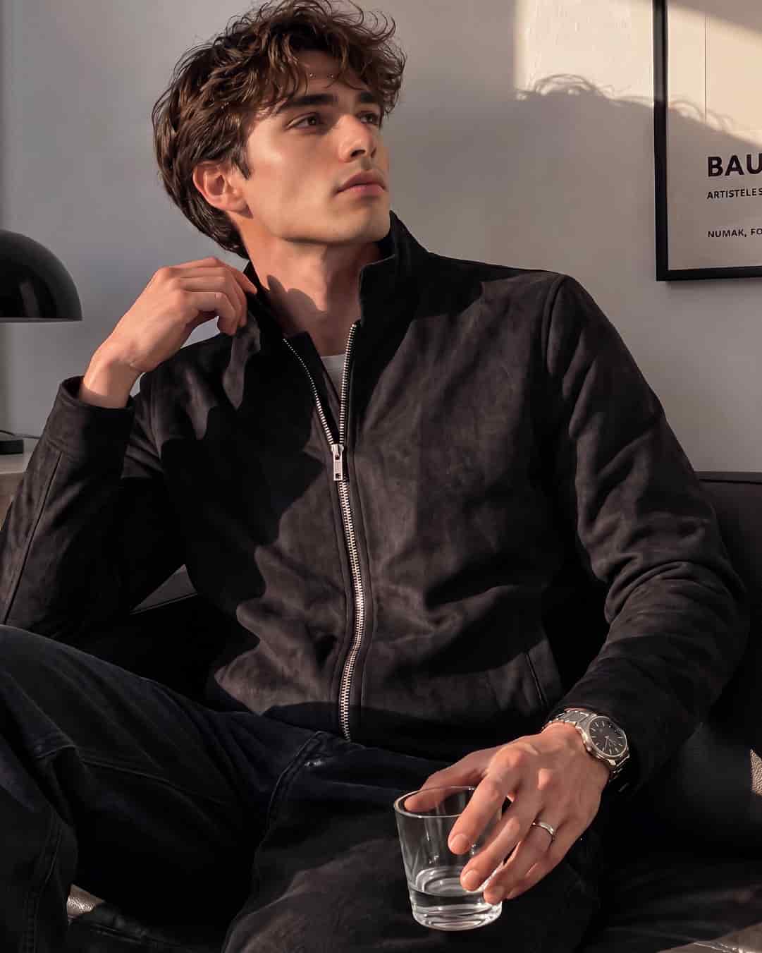 Chaqueta Cambridge Gamuza Negra Hombre - miniatura 1