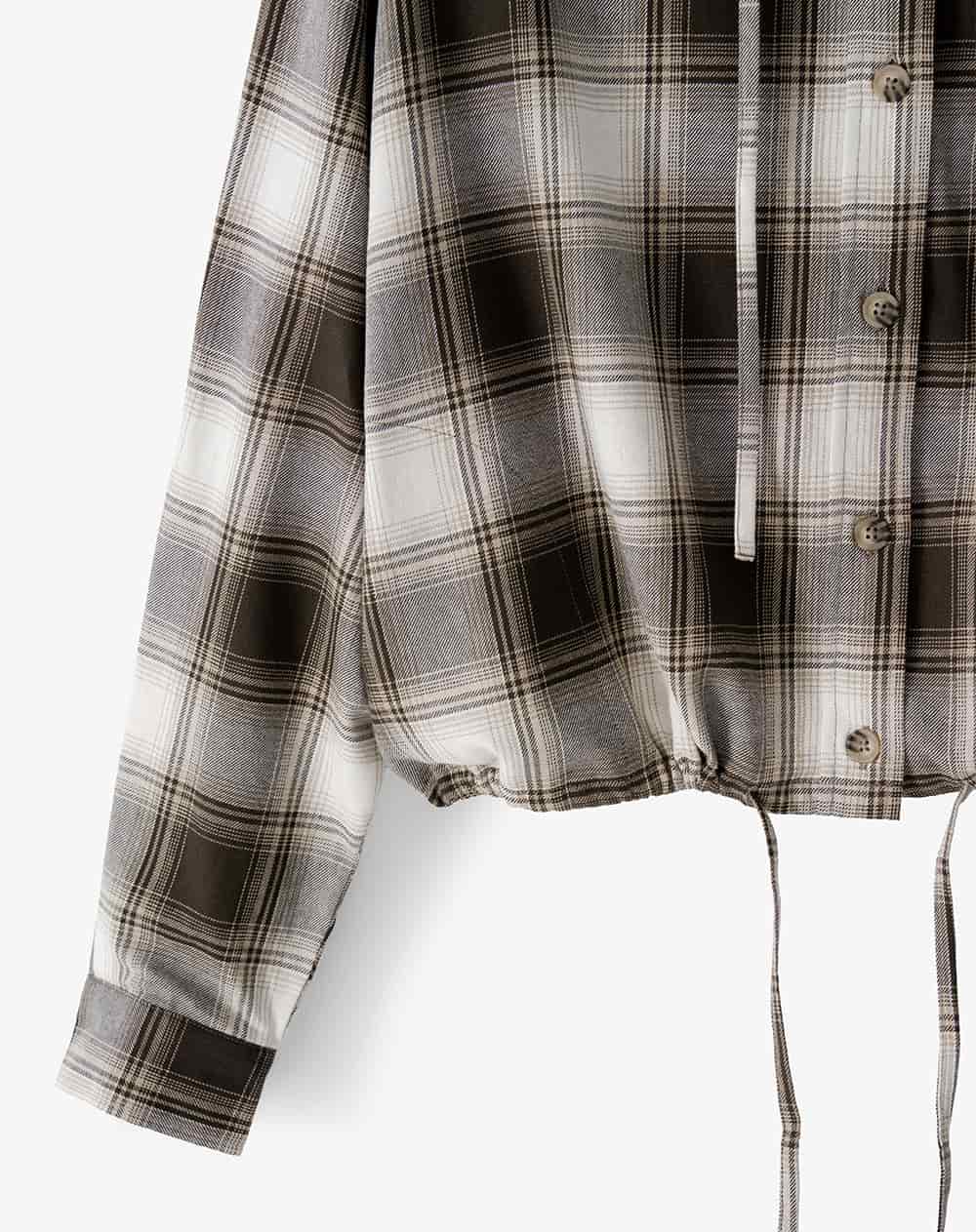 Chaqueta oversize cuadros mujer - miniatura 3