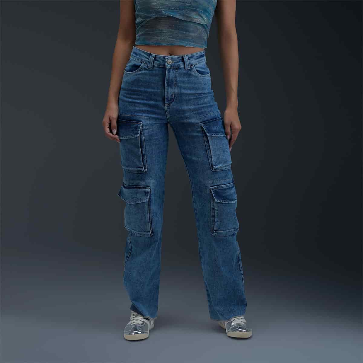 Jeans Cargo Azul Mujer - miniatura 1