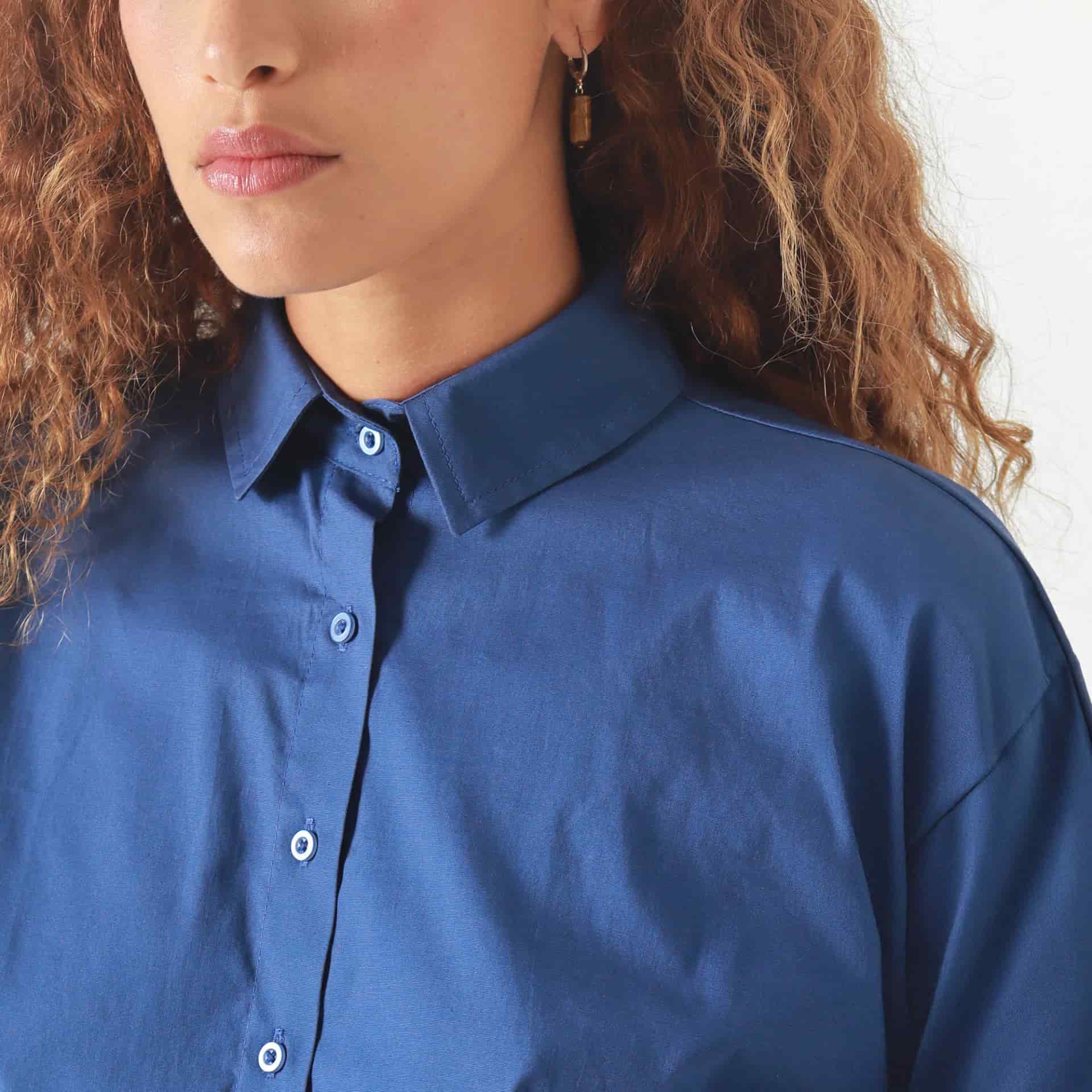 Blusa Cuello Camisero Manga Corta - miniatura 3