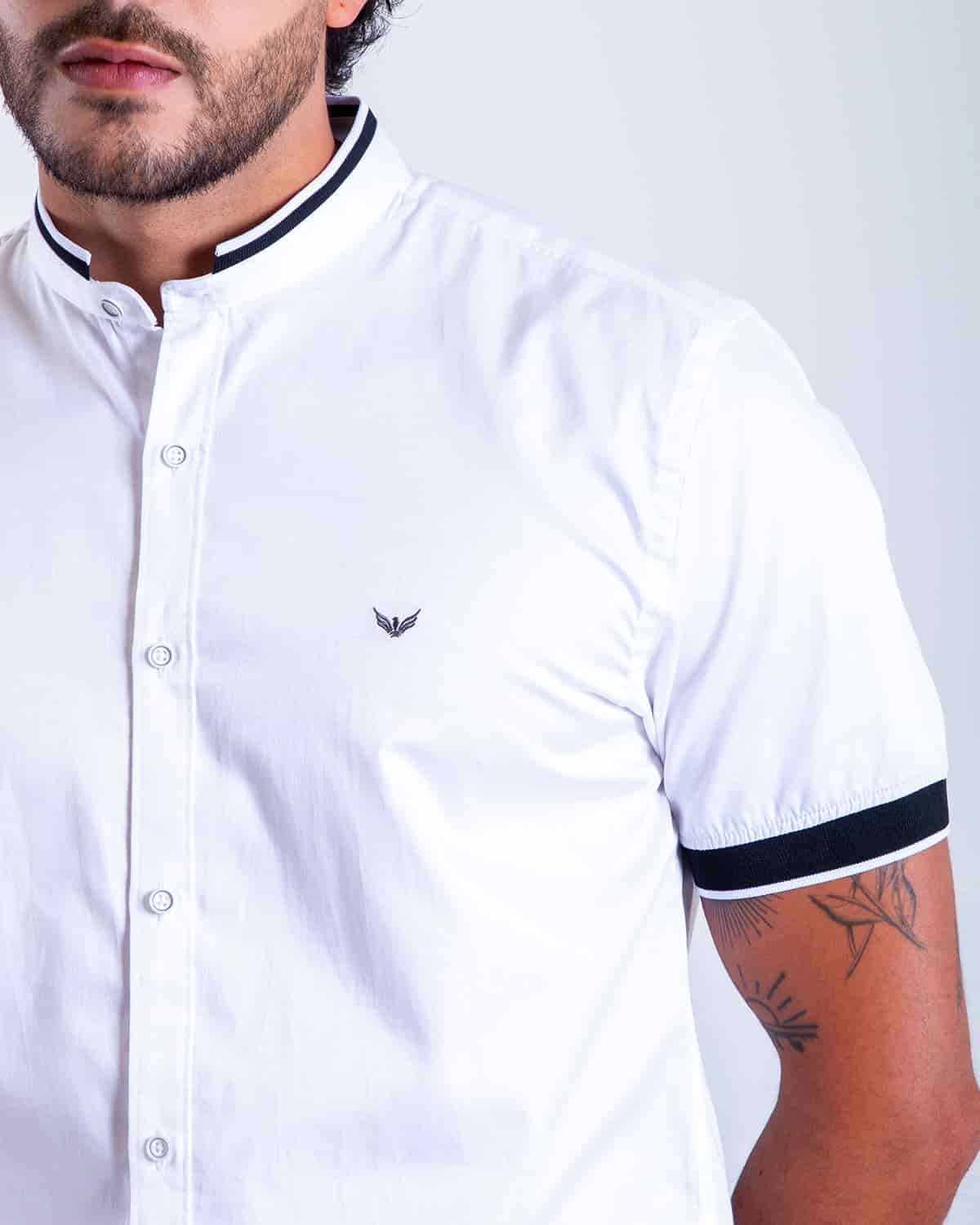 Camisa slim blanca manga corta para hombre - miniatura 4