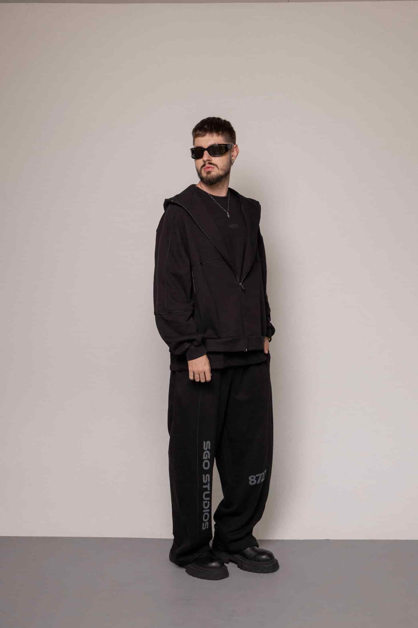 SET HOODIE Y SUDADERA 8727 -NEGRO - miniatura 4