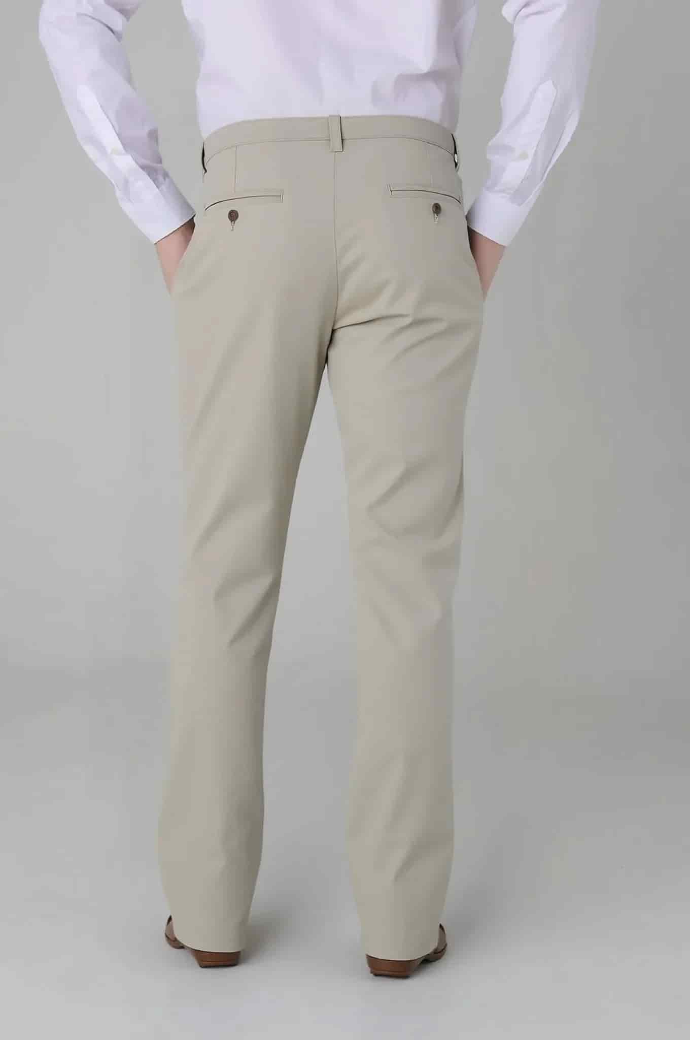 Pantalón Clásico Beige en Lino y Algodón - miniatura 2