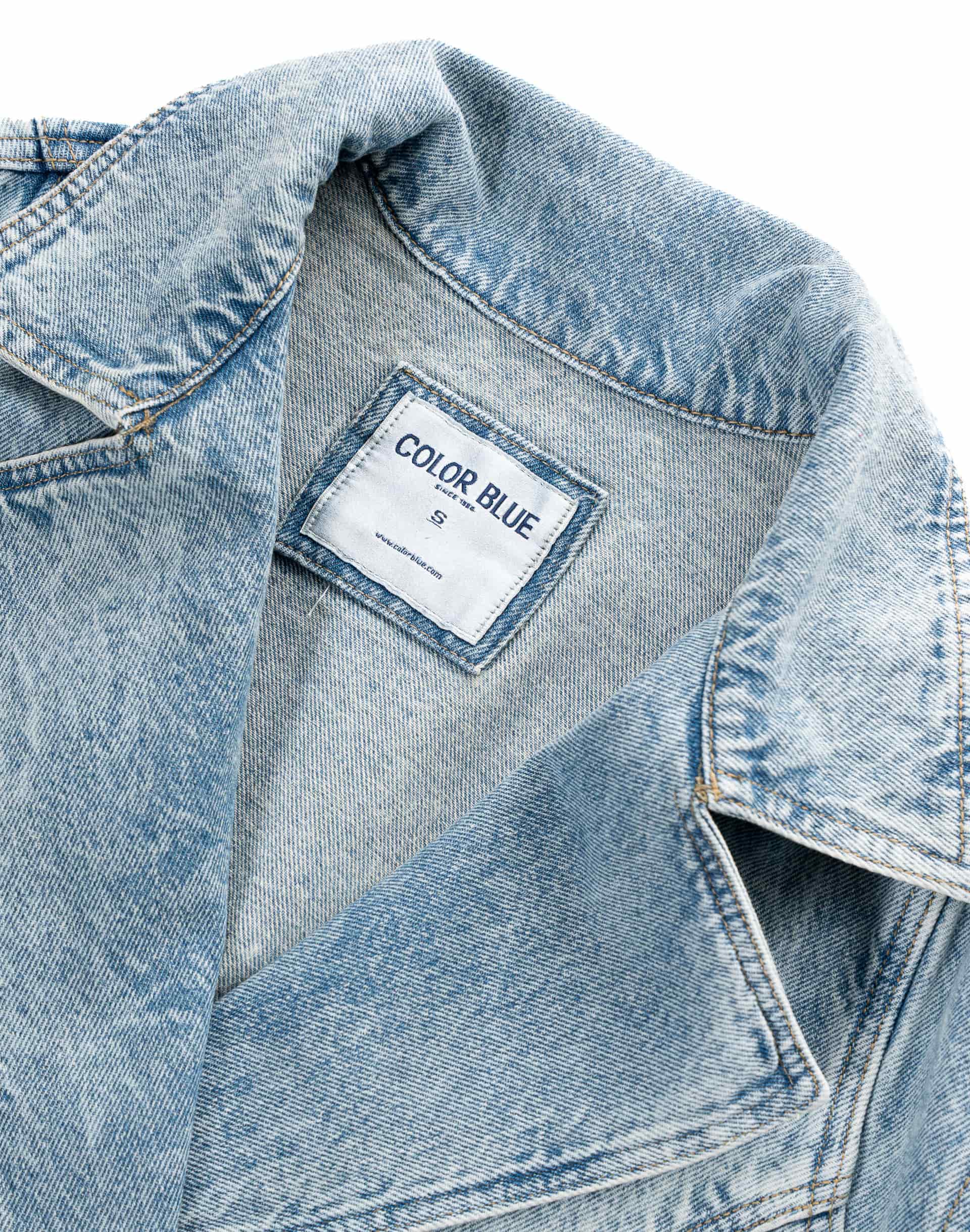 Chaqueta Biker Denim Tiro Regular Indigo - miniatura 9