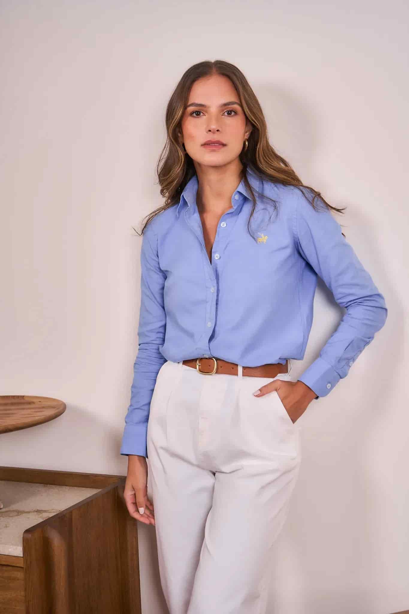Camisa Oxford Mujer Azul Medio - miniatura 6