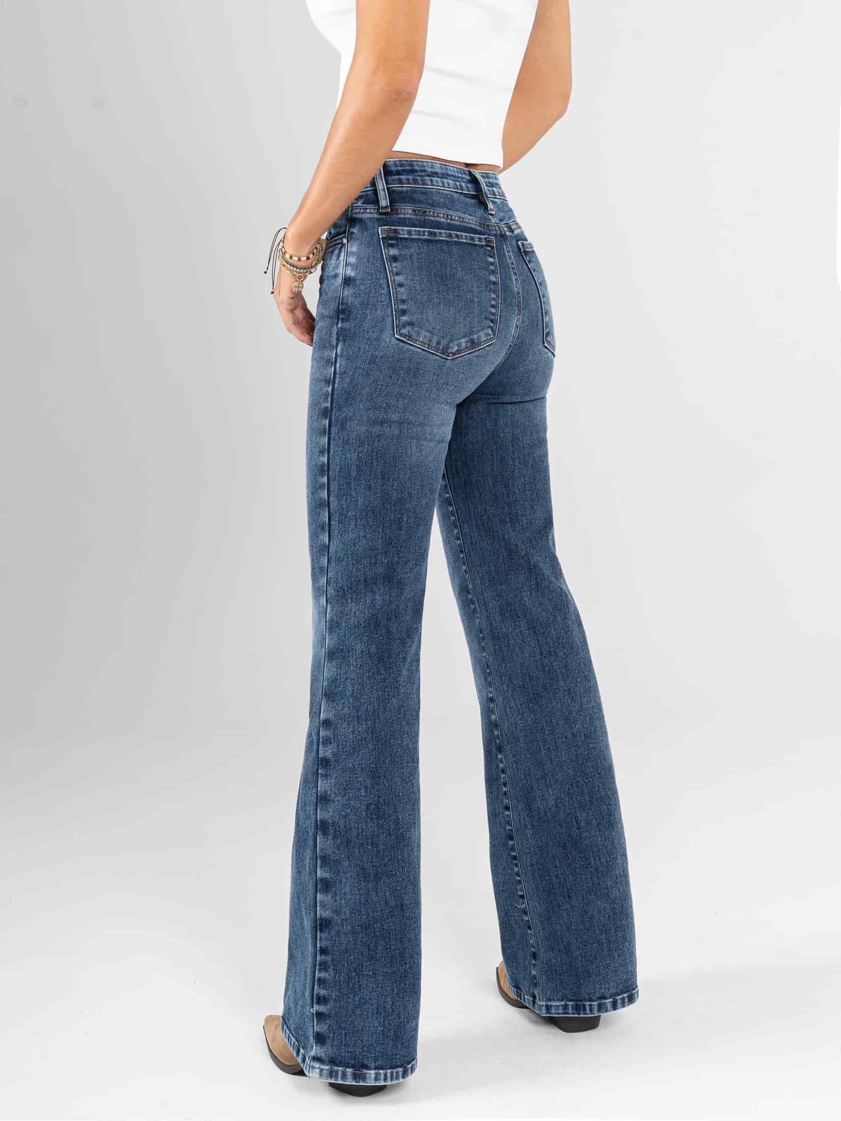 Ref: 066267 Jean flare stretch, bota ancha, tiro alto, tono azul medio. - miniatura 2