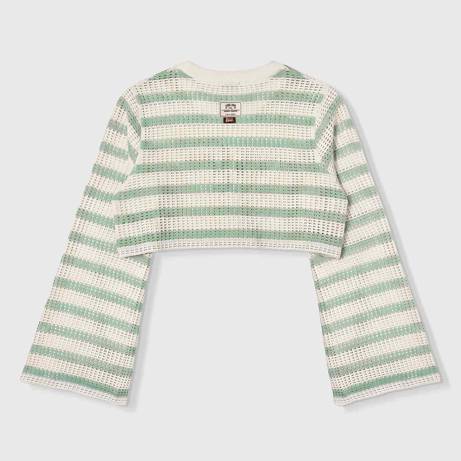 Texture Wide Sleeve Crop Top - Cream - miniatura 4