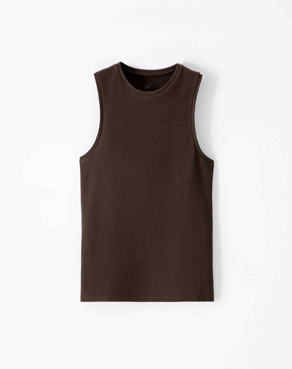 Camiseta esqueleto slim rib algodón chocolate mujer - miniatura 6