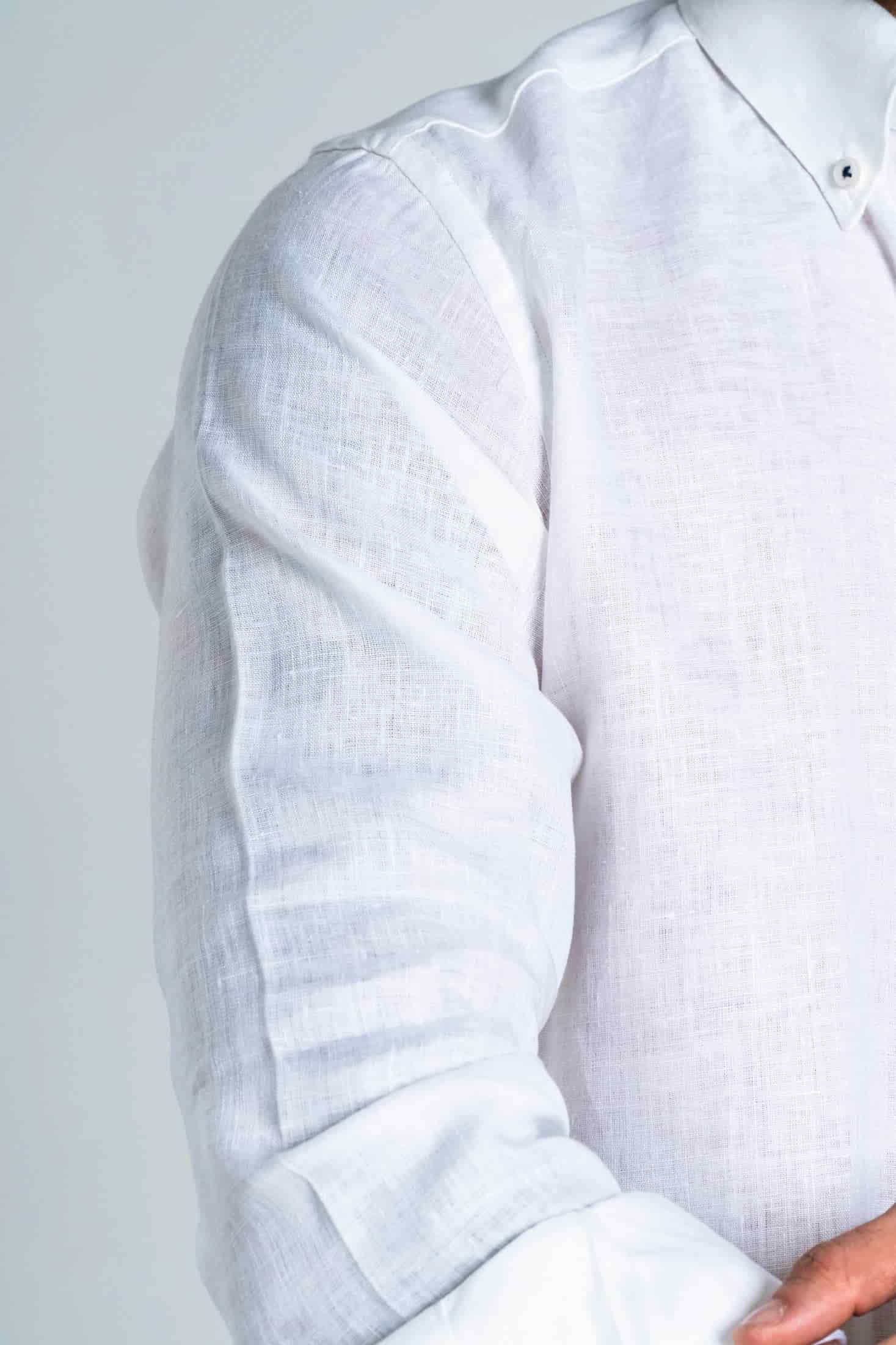 Camisa Botón Contraste Lino Blanco - miniatura 8